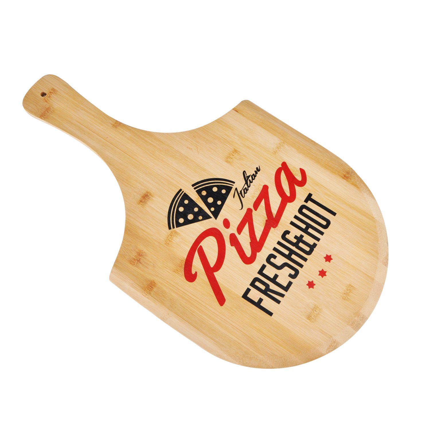 Pizzaschneidebrett 30cm Holz, (1-St) International zum Pizzabrett Schieber, Servieren Pizzen Haushalt für Pizza Bambusholz