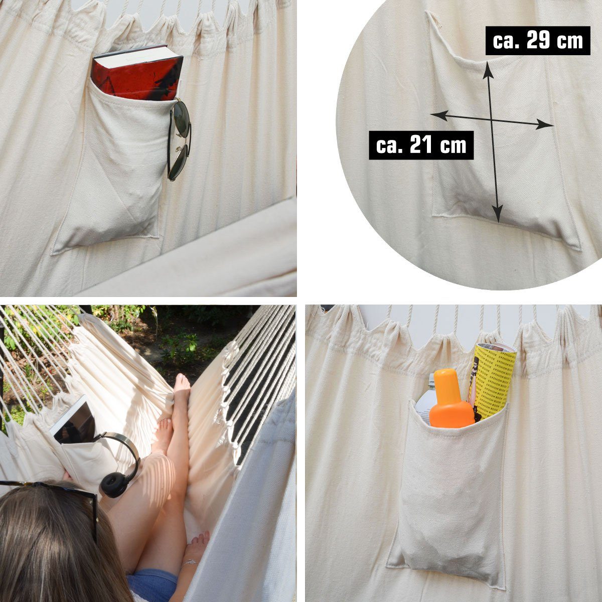 AMANKA Hängestuhl für 2 Personen: XL Outdoor Hängesessel bis 150 kg - Garten und Balkon, 220 x 120 cm Hängesitz für Kinder und Erwachsene - 360° Relaxsessel