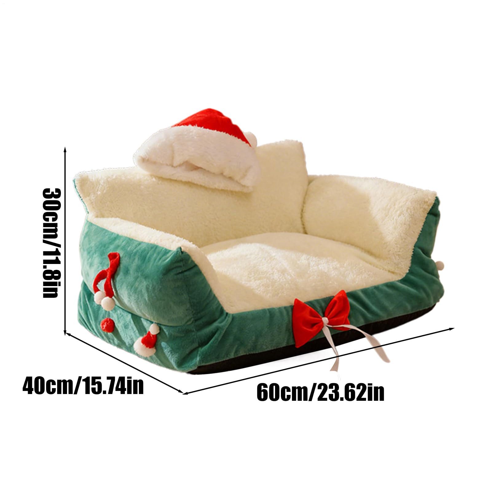 Ledander Tierbett Katzensofa, Weihnachtsstuhl mit Weihnachtsmannmütze, Katz günstig online kaufen