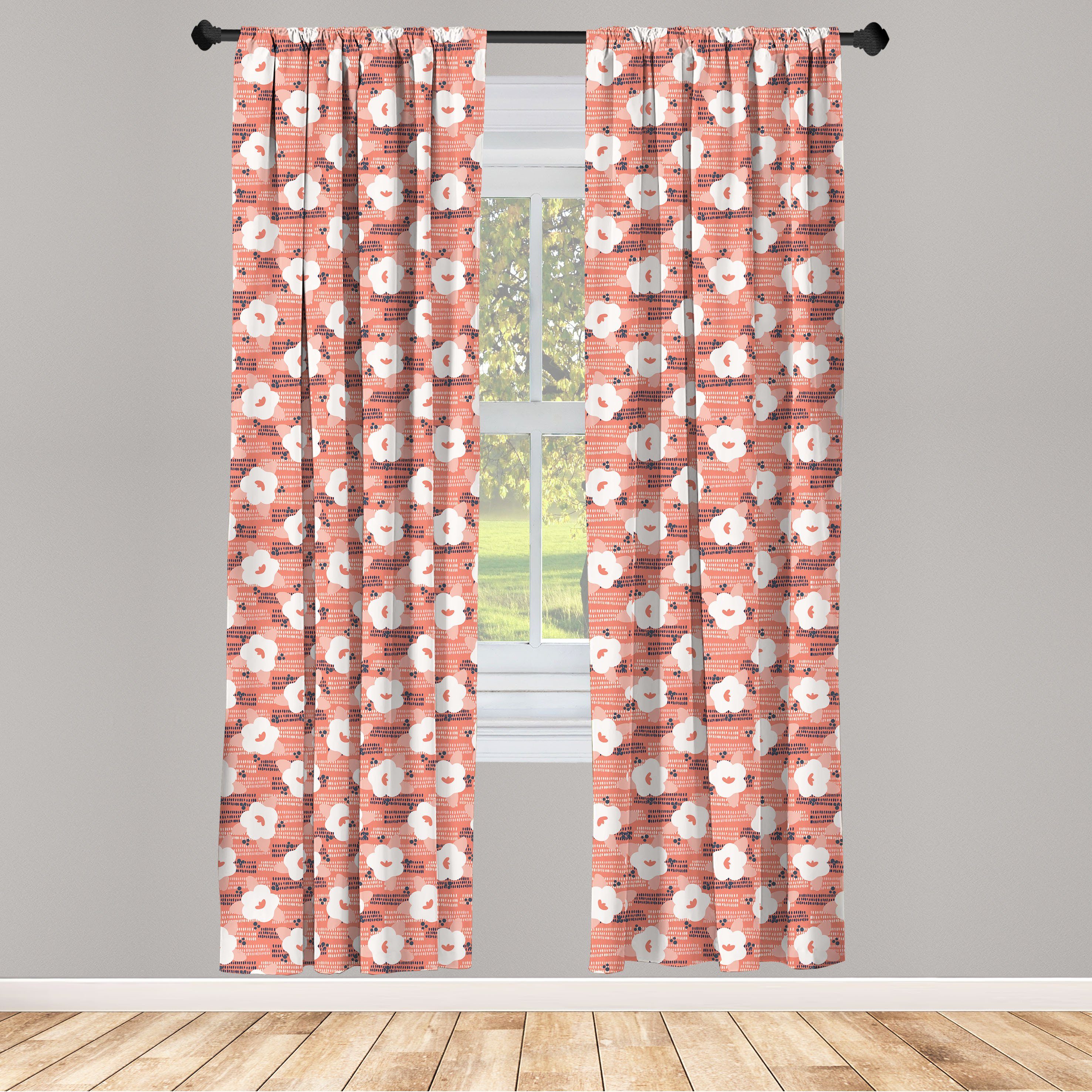 Gardine Vorhang für Wohnzimmer Schlafzimmer Dekor, Abakuhaus, Microfaser, Sommer Pastellblüten von Hibiscus