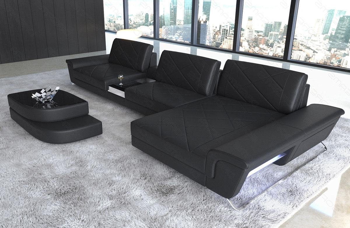Dreams Sofa Form LED, mit Couch, Rückenlehnen, Ecksofa verstellbare Sofa L Bari Designersofa Leder Ledersofa,