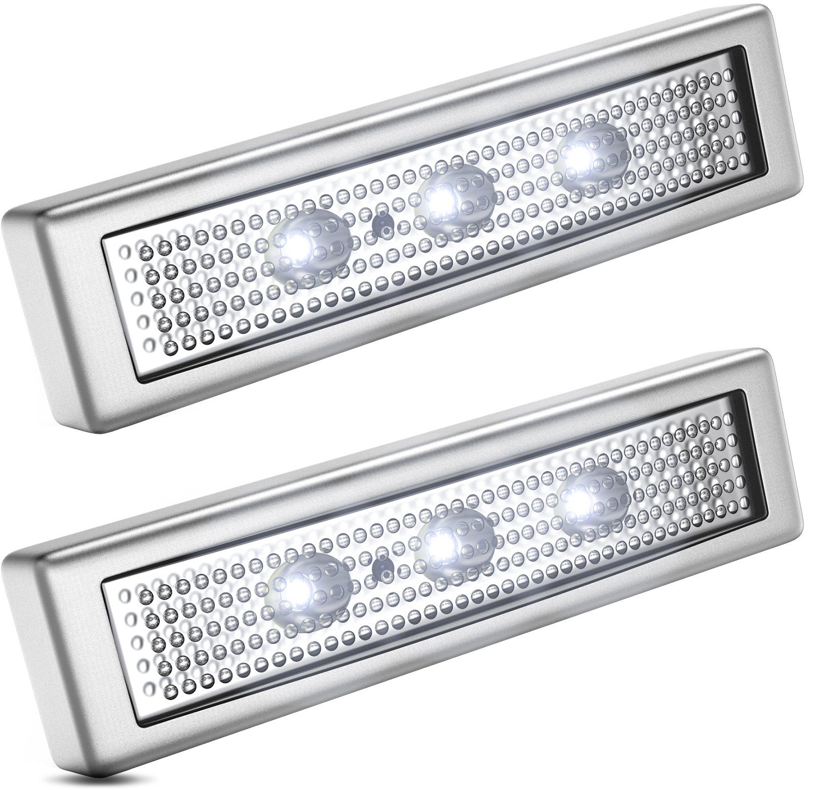 LED Unterbauleuchte, Push Lichtleiste, Kaltweiß, B.K.Licht 2er SET LED fest Schranklicht, ON/OFF, batteriebetrieben, integriert,