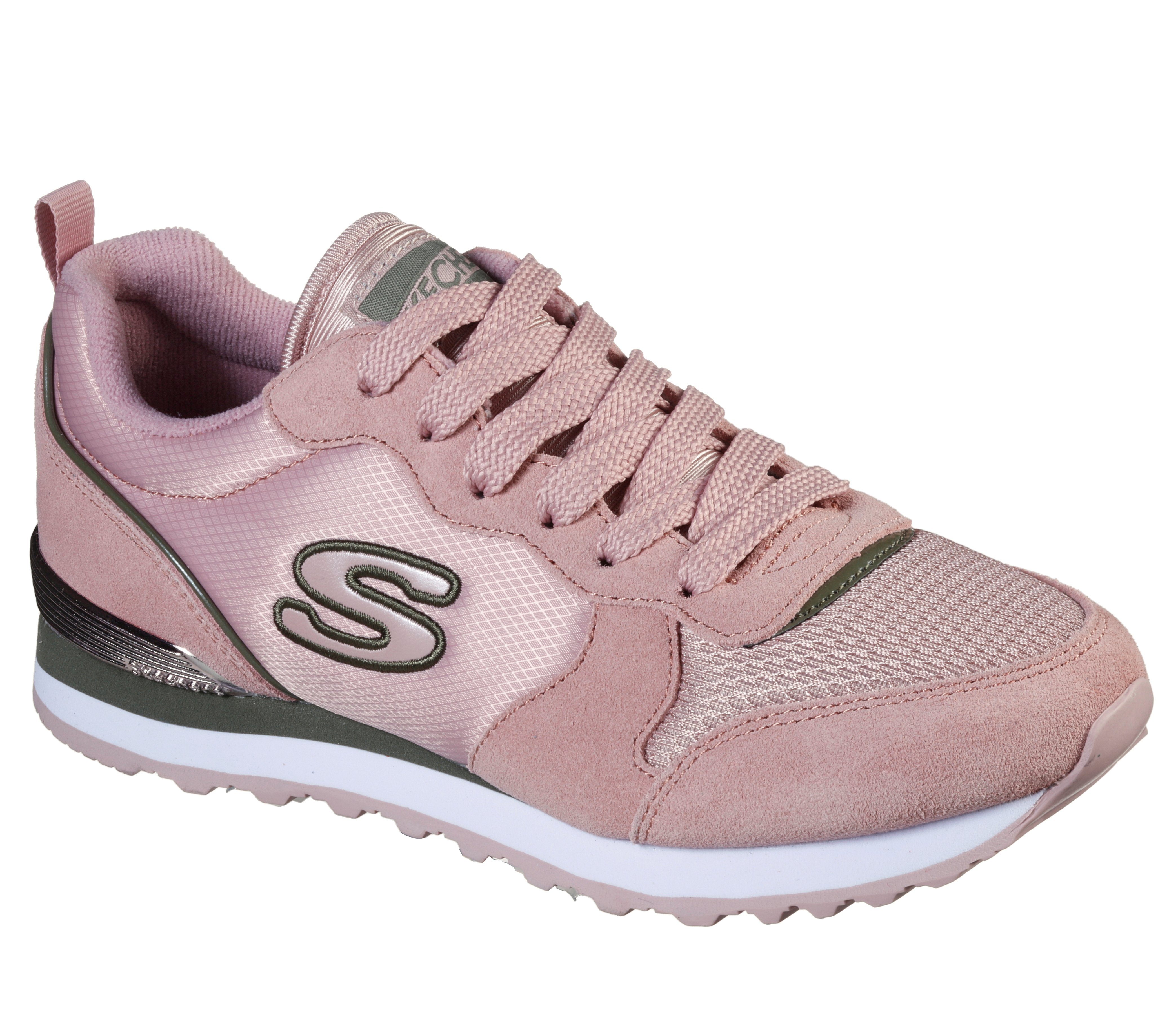 modischen Jogger Quarter Nylon Lace rosa-khaki Sneaker Up im Kontrastlook Skechers