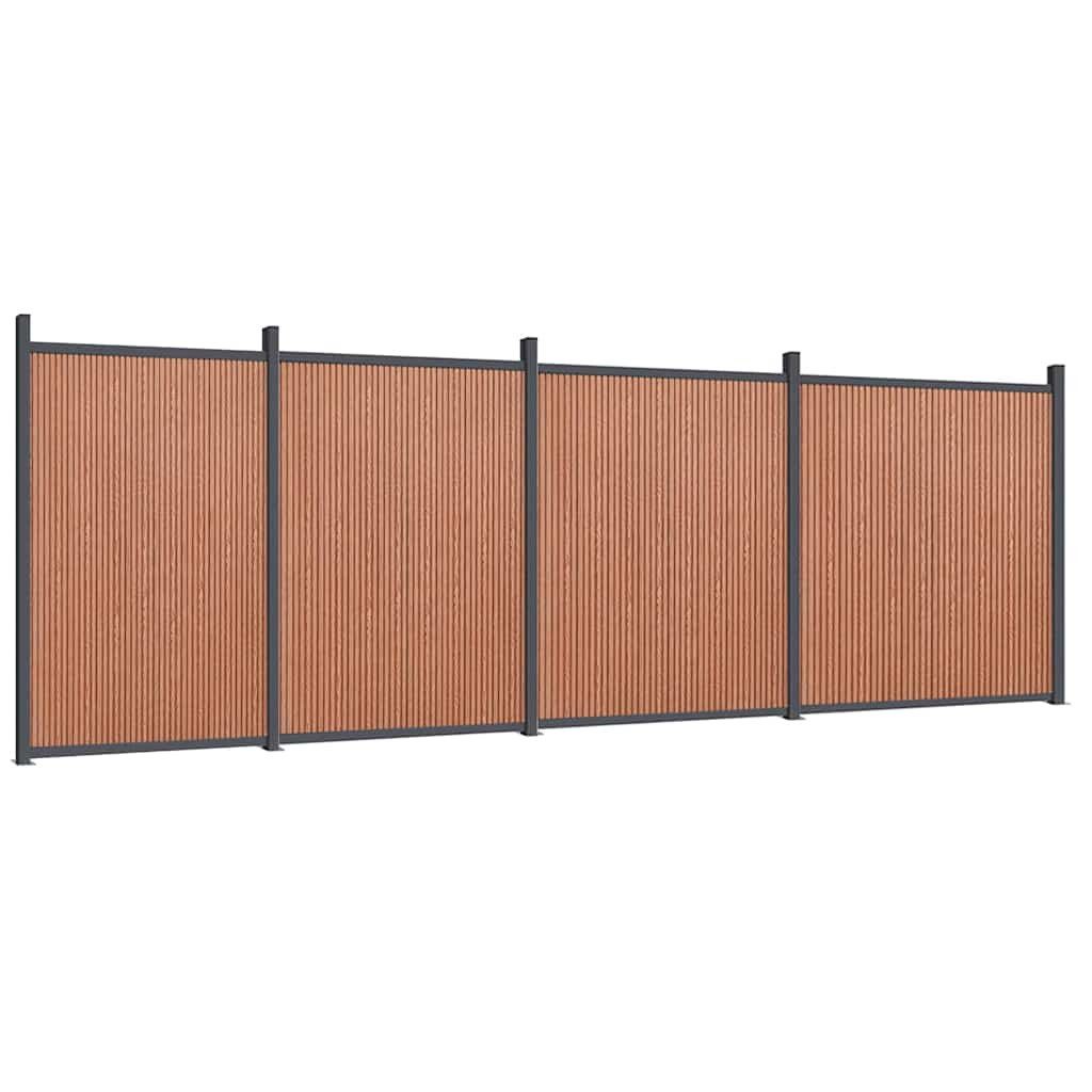 furnicato Zaun Brauner WPC Gartenzaun mit Aluminiumprofilen 699 x 186 cm, (1-St)