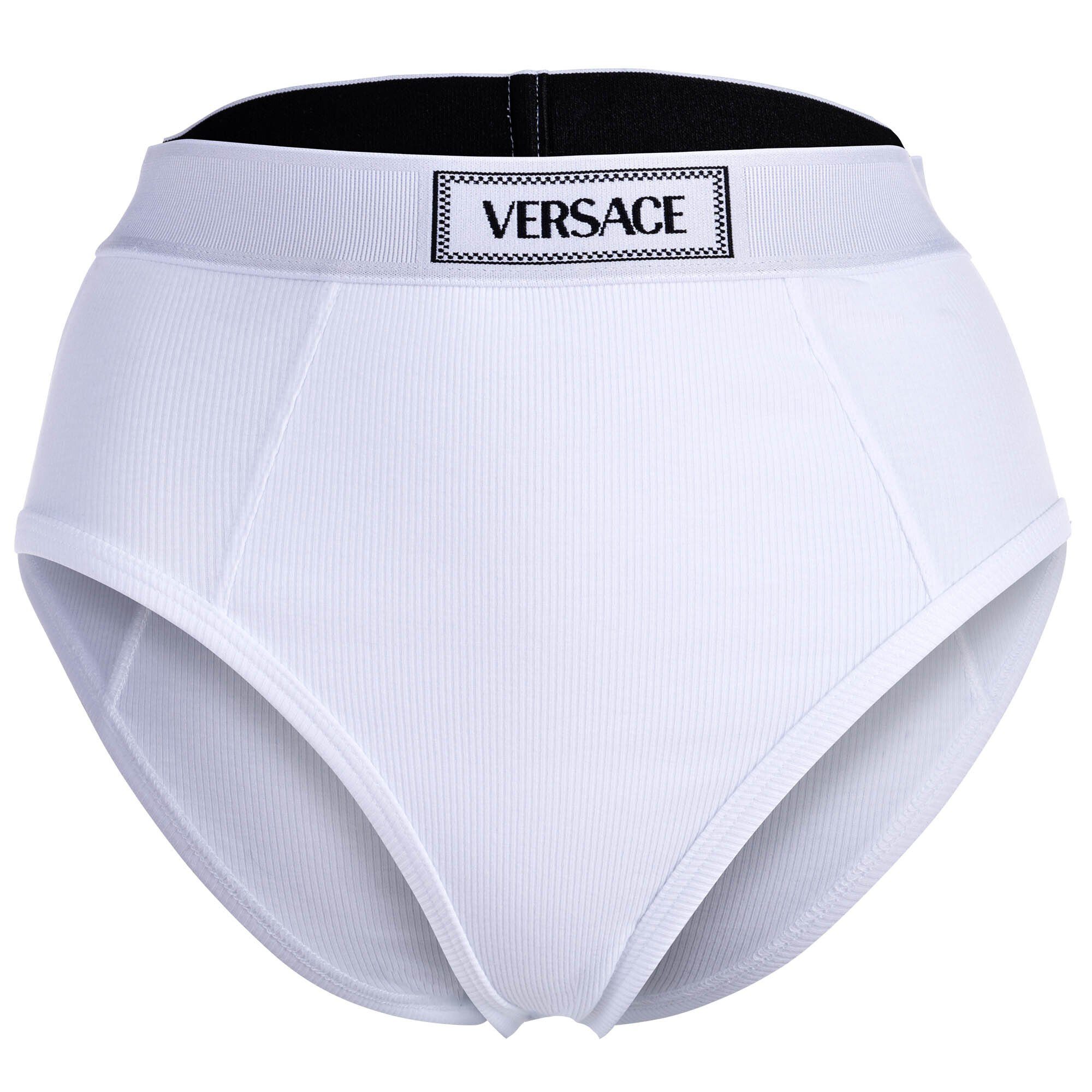 Versace Slip Damen Slip Highleg RIB - hoher Logo-Bund