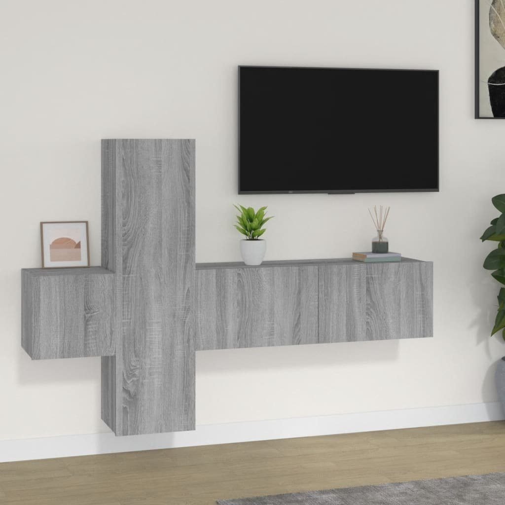 Sonoma Grau Holzwerkstoff 3-tlg. (3-St) vidaXL TV-Schrank-Set TV-Schrank