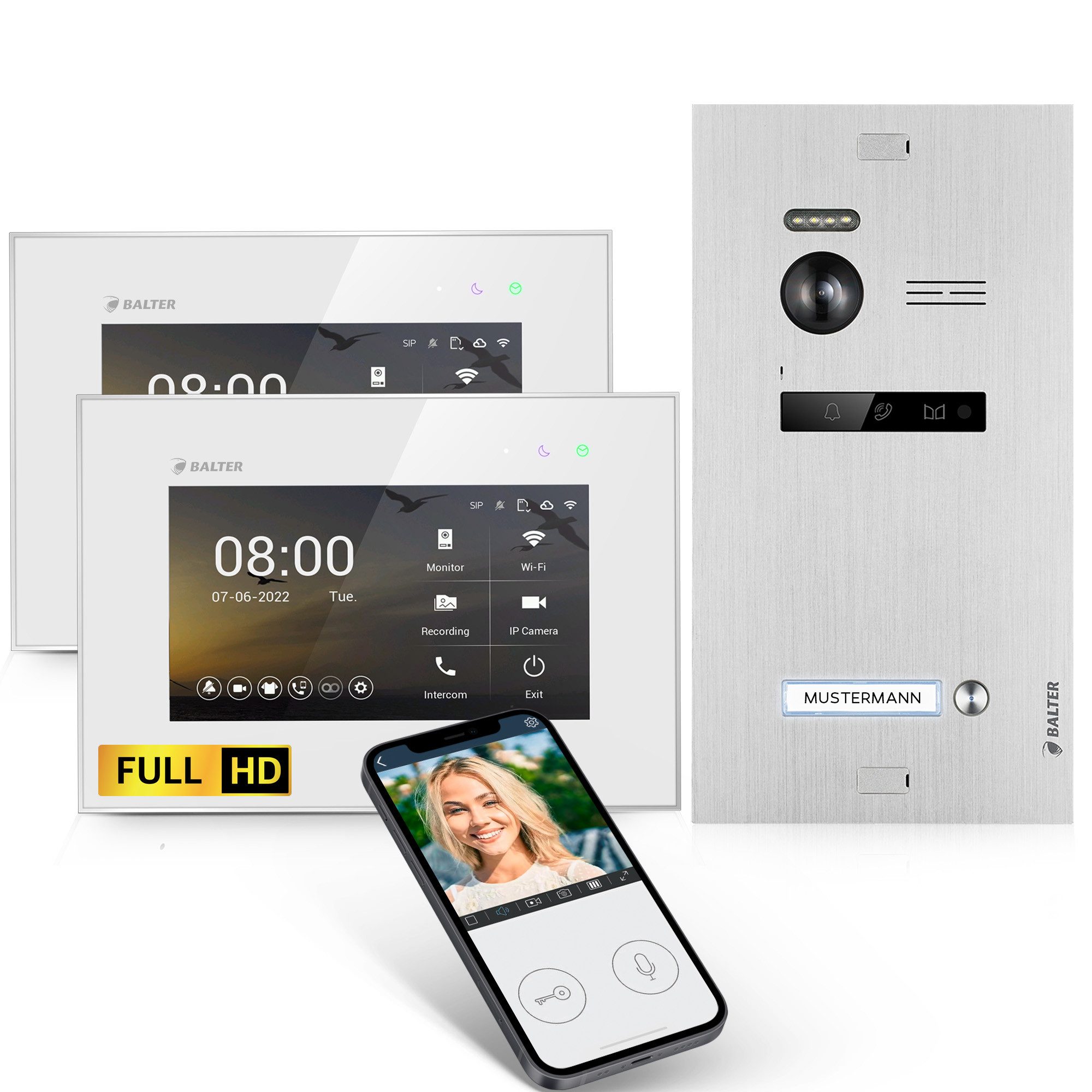Balter Video-Türsprechanlage EVO HD WLAN (Komplettsett, 2-tlg., Full HD Kamera, mit App)