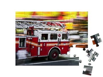 puzzleYOU Puzzle Feuerwehrauto im Einsatz, 48 Puzzleteile, puzzleYOU-Kollektionen 100 Teile, Feuerwehr