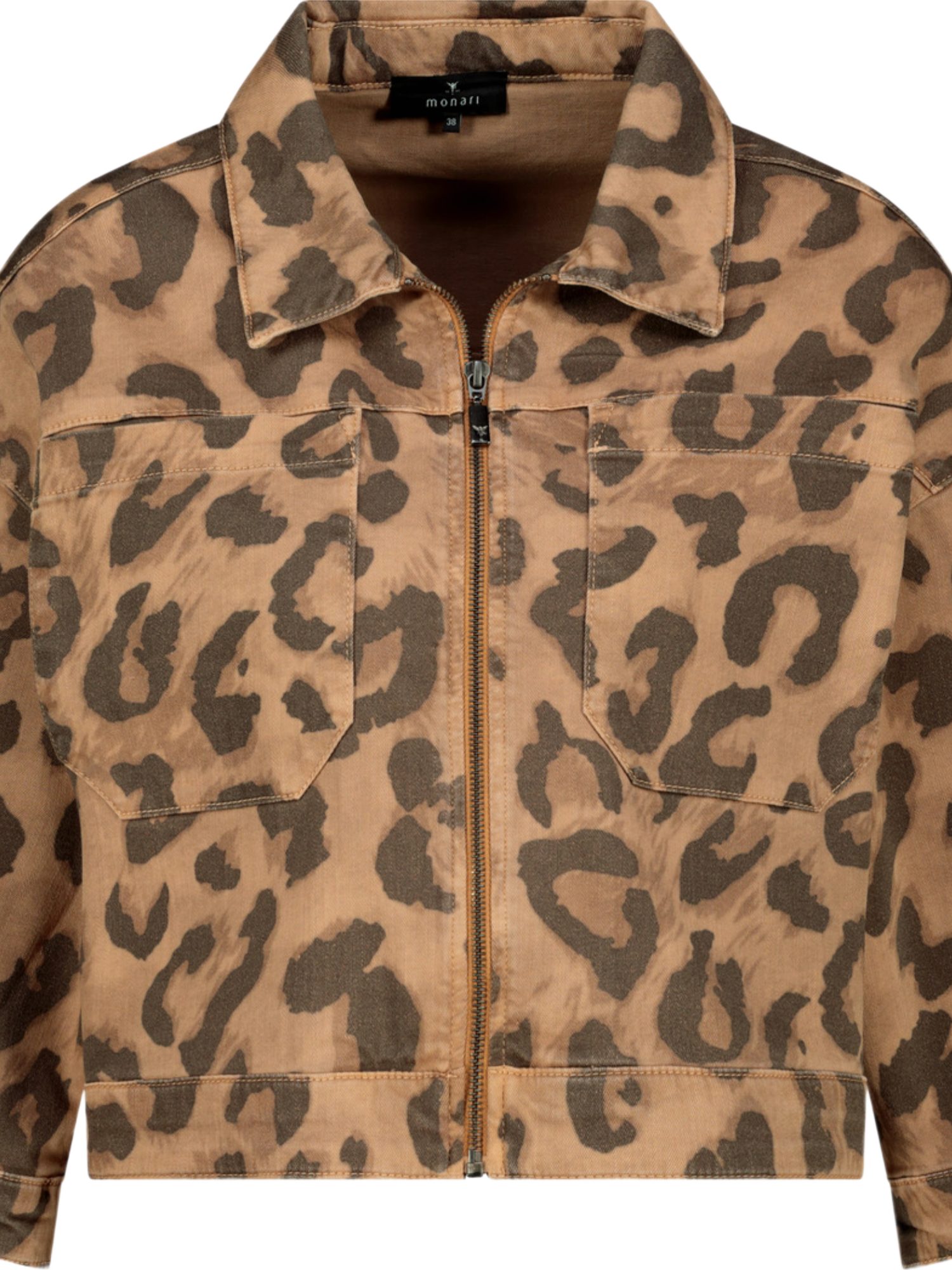 Monari Jackenblazer braun,Casual,Baumwolle,Animalprint,Umlegekragen,Lang,Boxy Fit