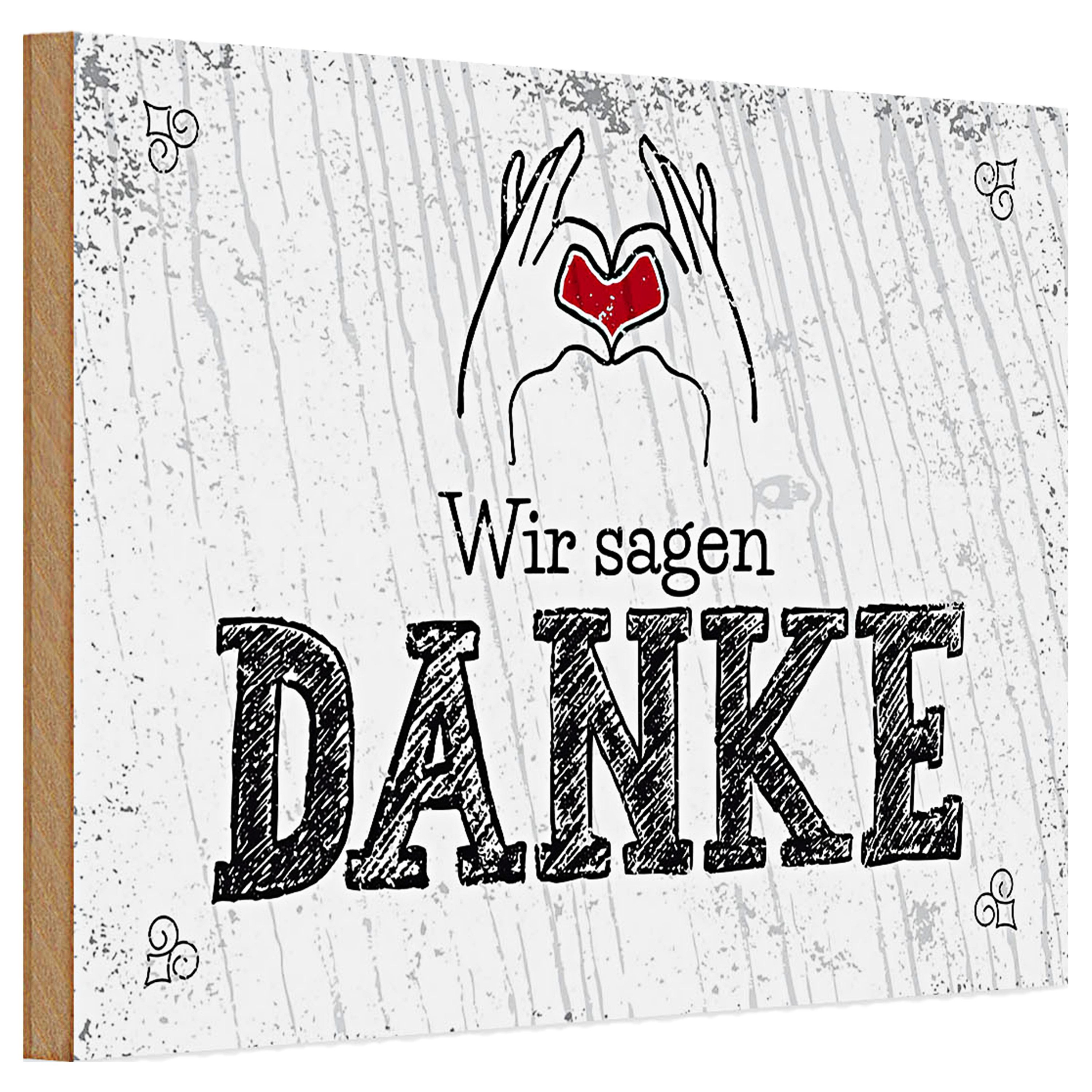 Roomando Holzbild Holzschild Spruch wir sagen danke Herz 30x20cm