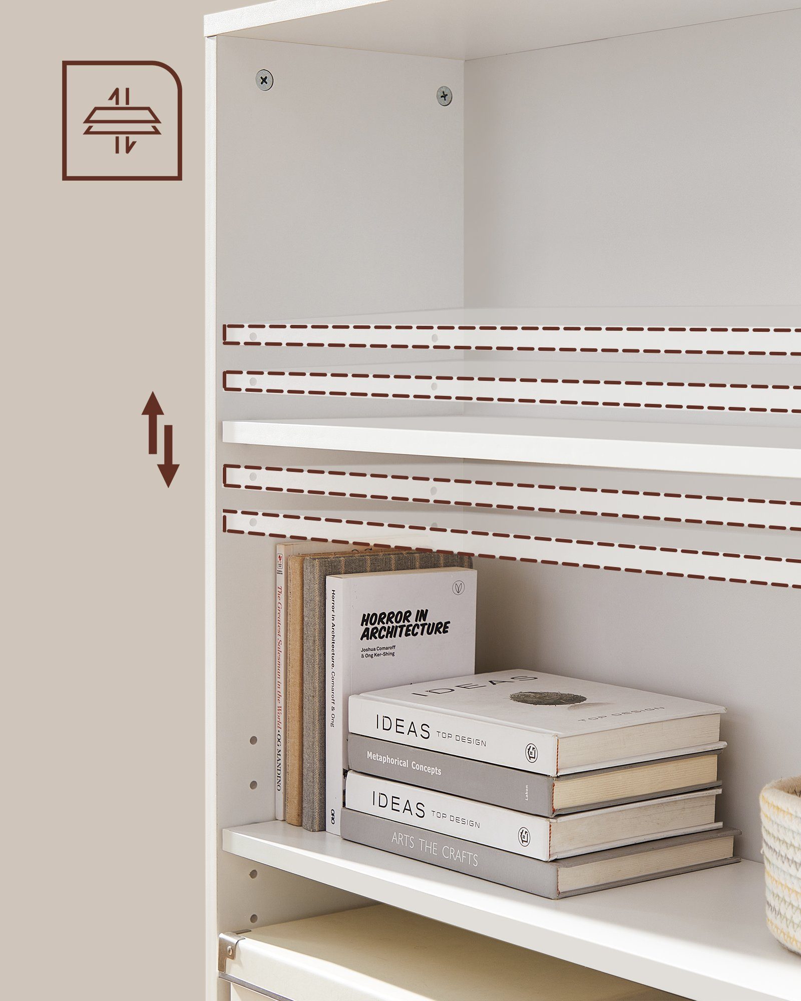 VASAGLE Bücherregal freistehendes Aufbewahrungsregal im skandinavischen Stil, mit 3 Ebenen, für Wohnzimmer, Büro, Schlafzimmer und Arbeitszimmer – Bild 4 von 5