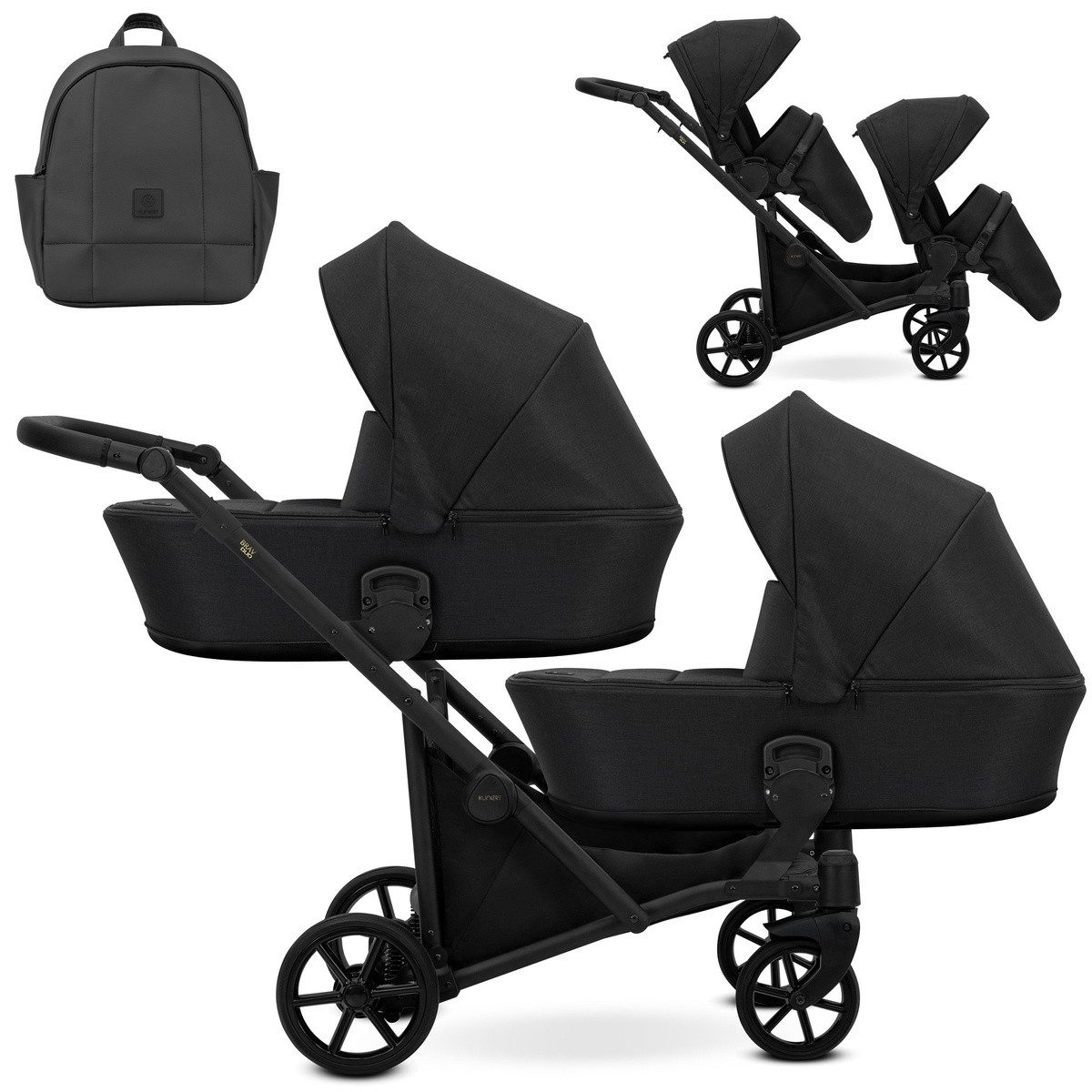 KUNERT Zwillings-Kombikinderwagen BRAV DUO 2in1 Doppelkinderwagen von KUNERT - Flexibel und Kompakt, 12 verschiedene Konfigurationen, leichtes Aluminiumgestell