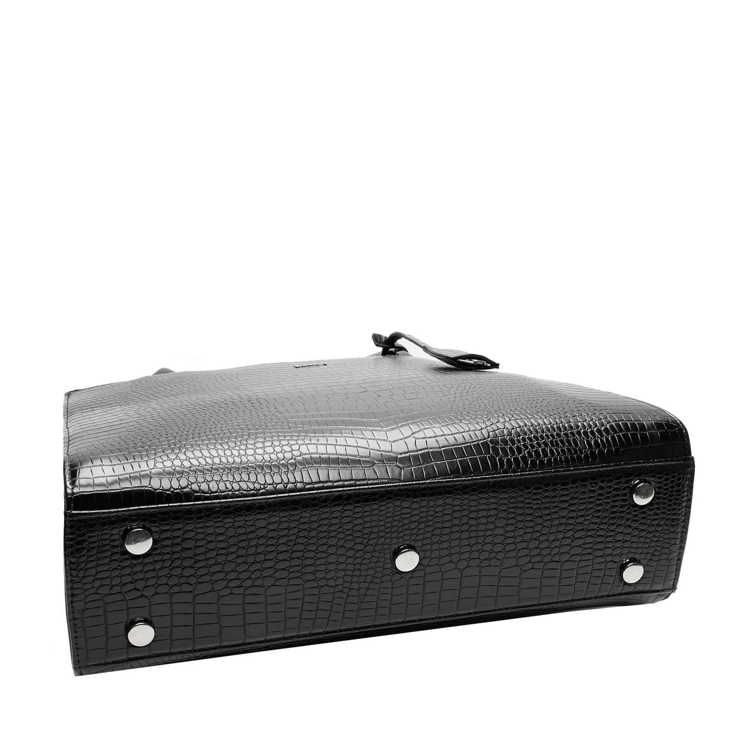 SOCHA Laptoptasche Midi Croco Black Zoll, - Aktentasche elegante mit Vollausstattung Schultergurt Krokotasche - 14 für Damen