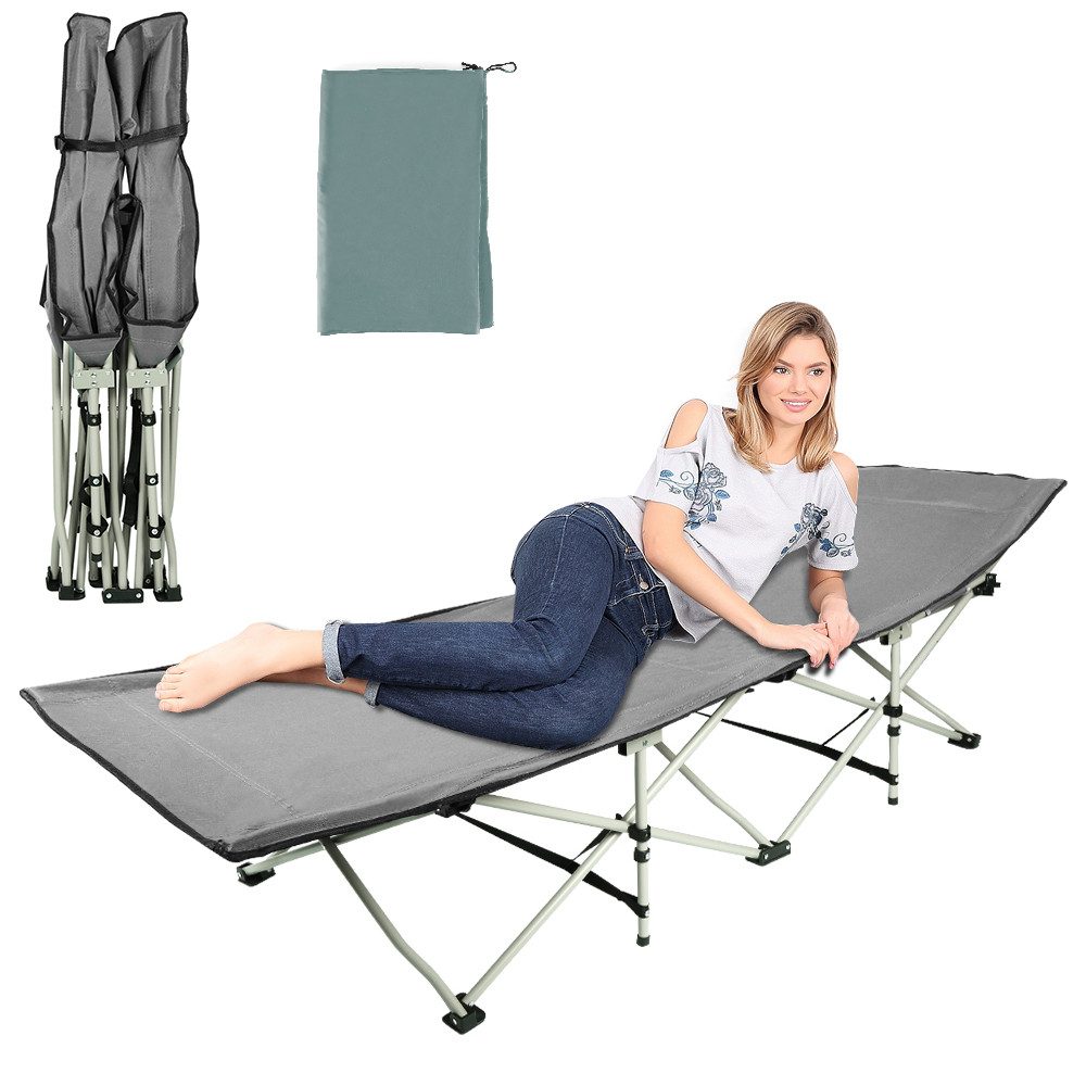 JEOBEST Feldbett Campingbett Feldbett klappbar Klappbett mit Seitentasche Tragetasche 190 x 67 x 35 cm