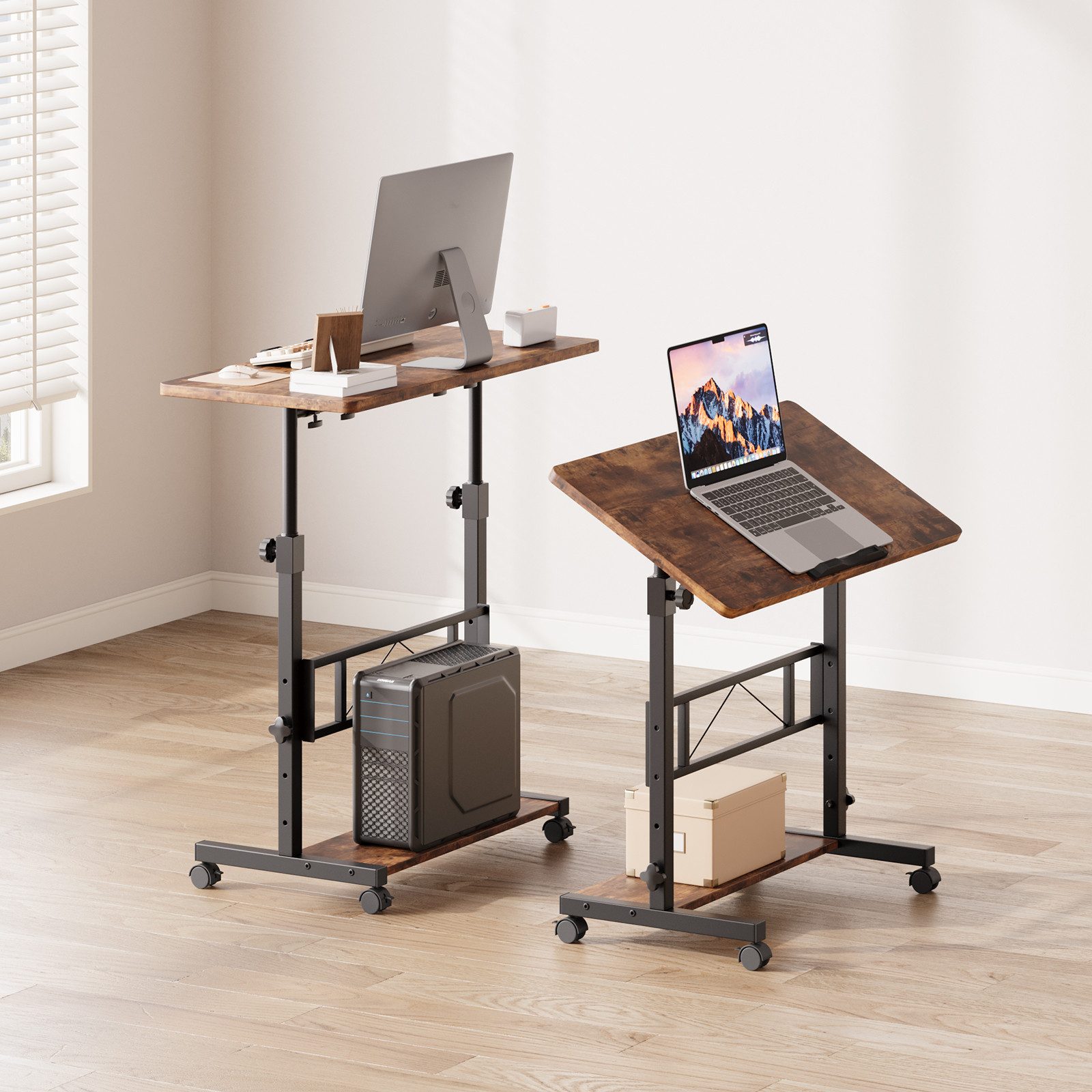 OUNUO Stehpult höhenverstellbar Computertisch 80x40cm mit neigbar Tischplatte – Bild 4 von 5