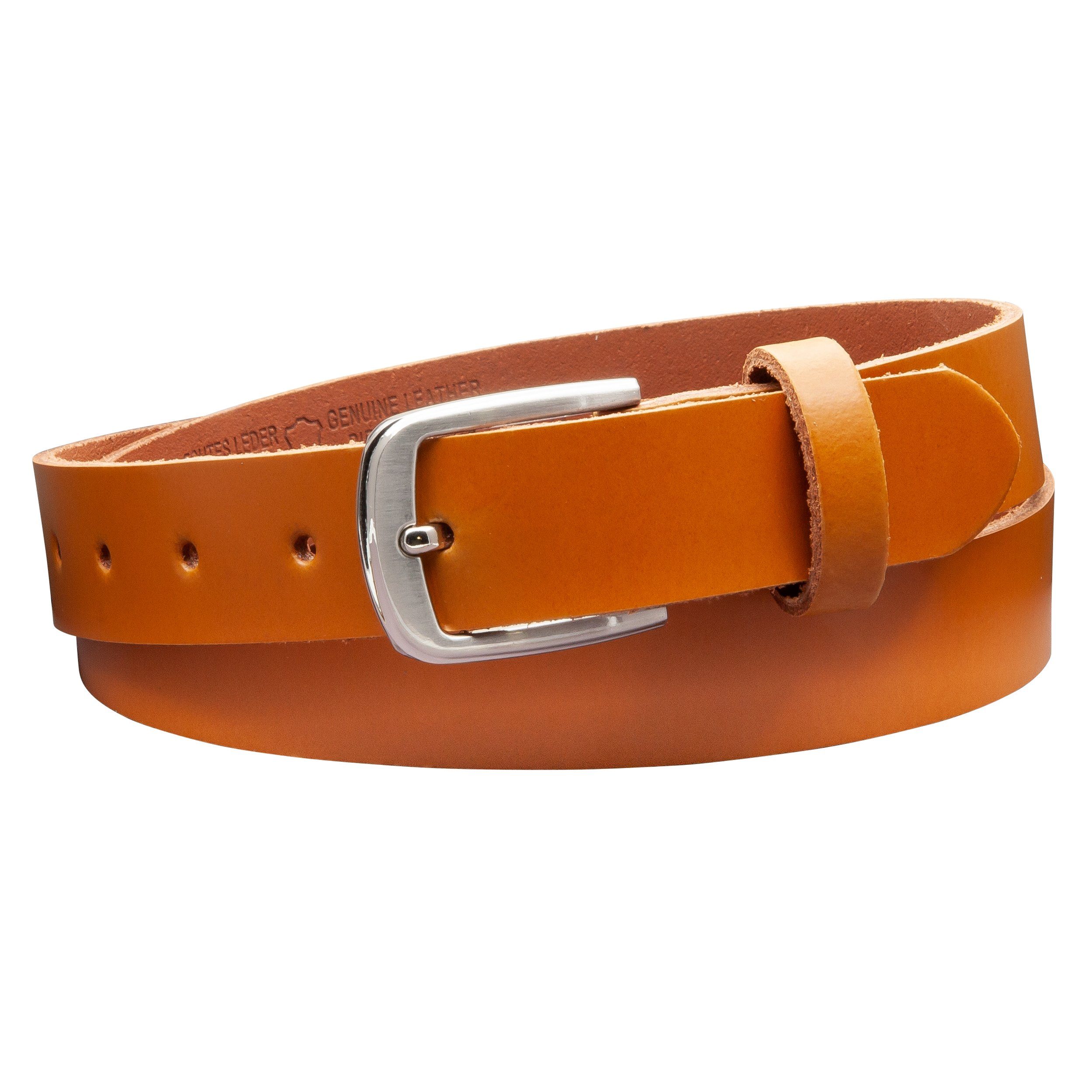 COLOGNEBELT Ledergürtel OM315-PL-Cognac MADE IN GERMANY, Cognac Kürzbar, 100 % Echtleder, Aus einem Stück, Unisex