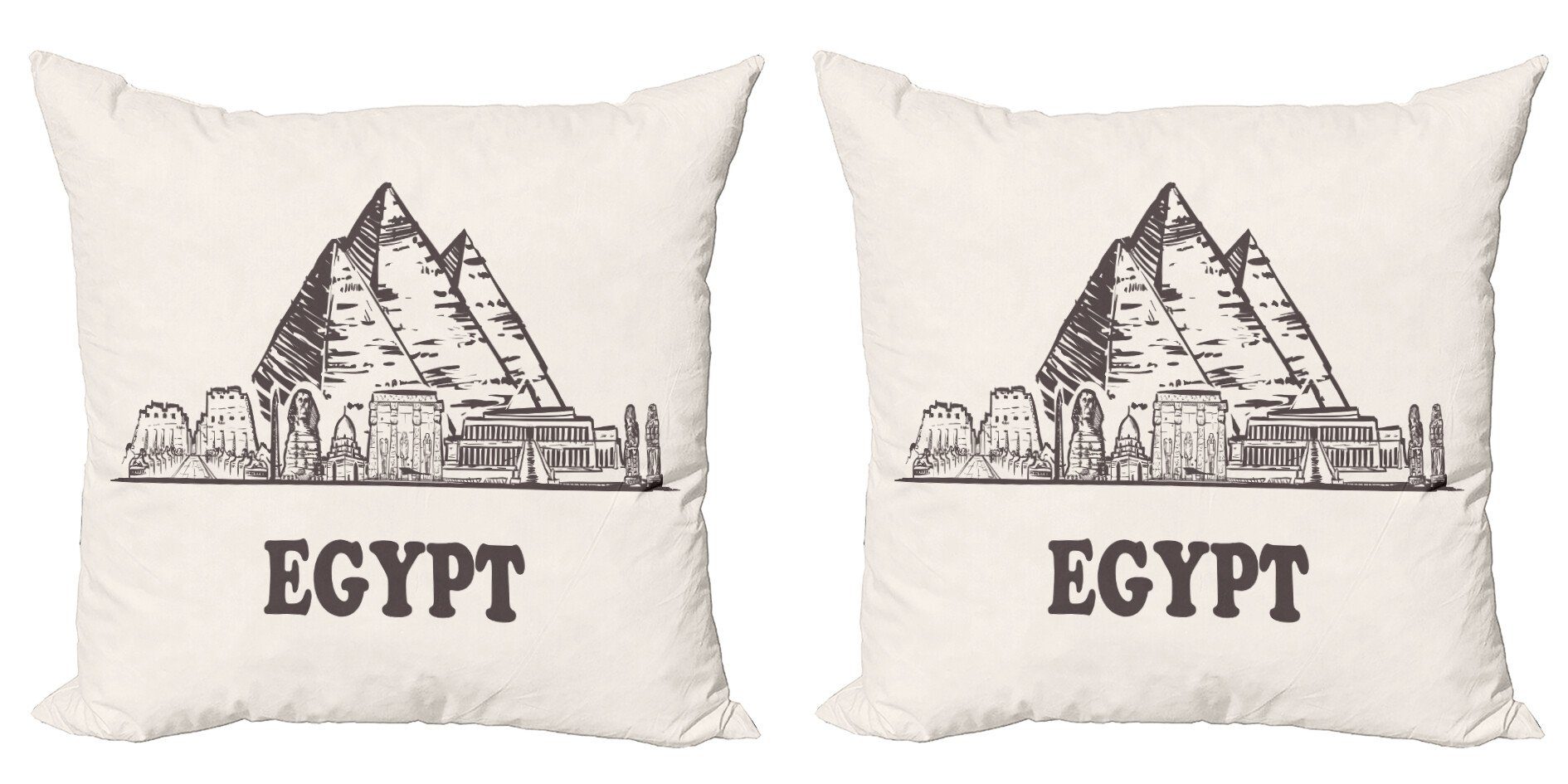 Kissenbezüge Modern Accent Doppelseitiger Digitaldruck, Abakuhaus (2 Stück), Weinlese-Ägypter Pyramiden Cheops