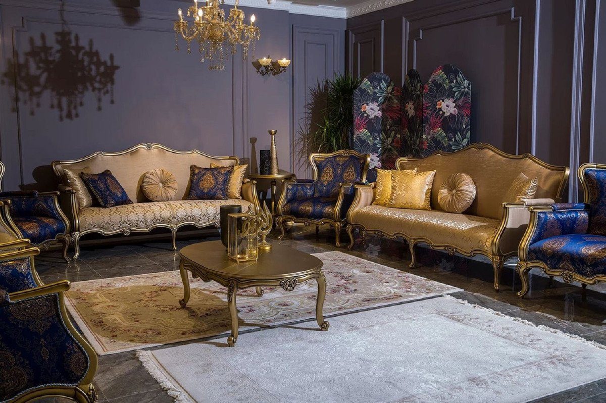 Padrino Luxus Edel - Barock Massivholz & Gold Möbel - Beistelltisch - Barock Runder Barockstil Beistelltisch Prunkvoll Casa Tisch im