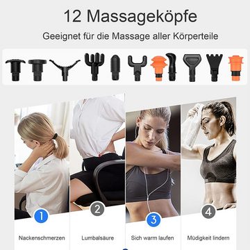 REDOM Massagepistole Faszienpistole Massage Pistole Gun Massagegerät Muskelentspannung, mit 7 verschiedenen Geschwindigkeiten ausgestattet, Leise Muskelmassagepistole zur Schmerzlinderung für Rücken Nacken, Mit 12 Massageköpfen