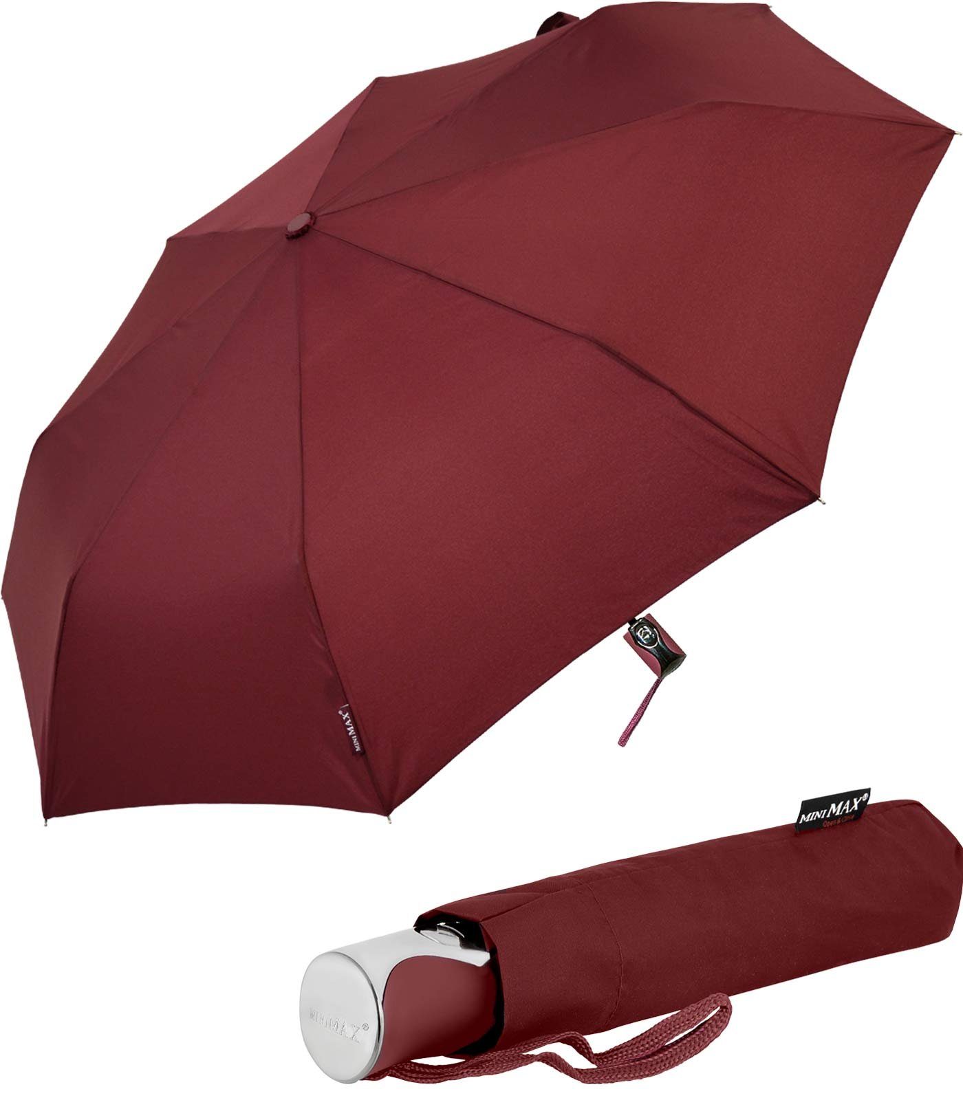 uni, der Impliva zuverlässige bordeaux windsicher mit Auf-Zu-Automatik miniMAX® Begleiter Taschenregenschirm