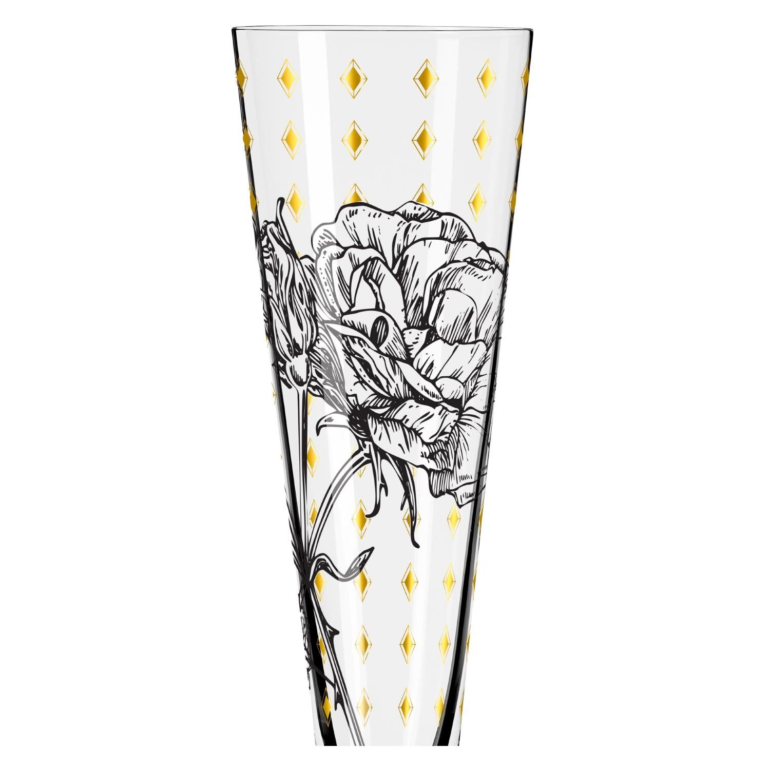 Ritzenhoff Champagnerglas GOLDNACHT, Glas, Farbe: Mehrfarbig, Motiv: Rosen