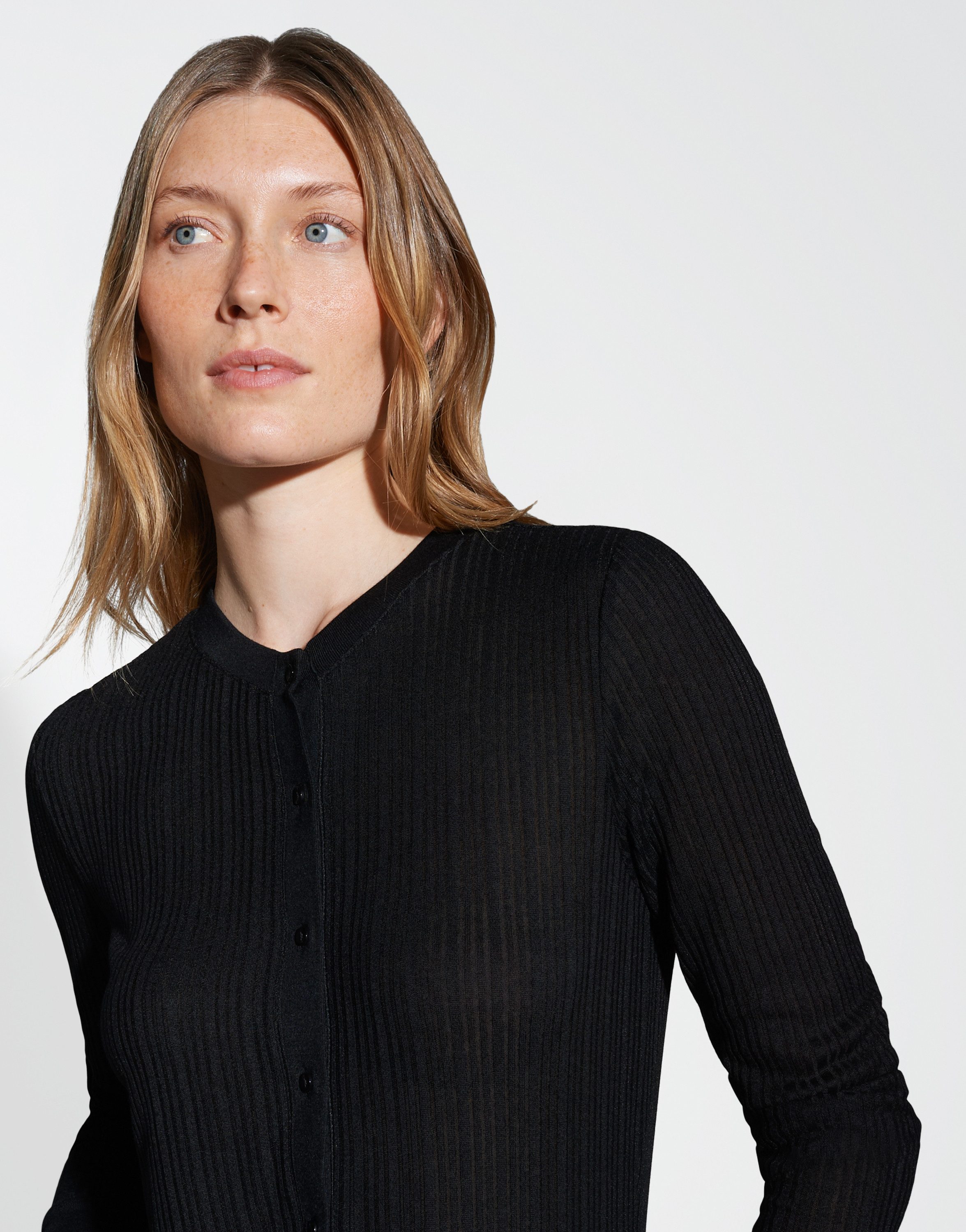 OPUS Shirtjacke SEBUTI Slim aus semitransparentem Rippjersey