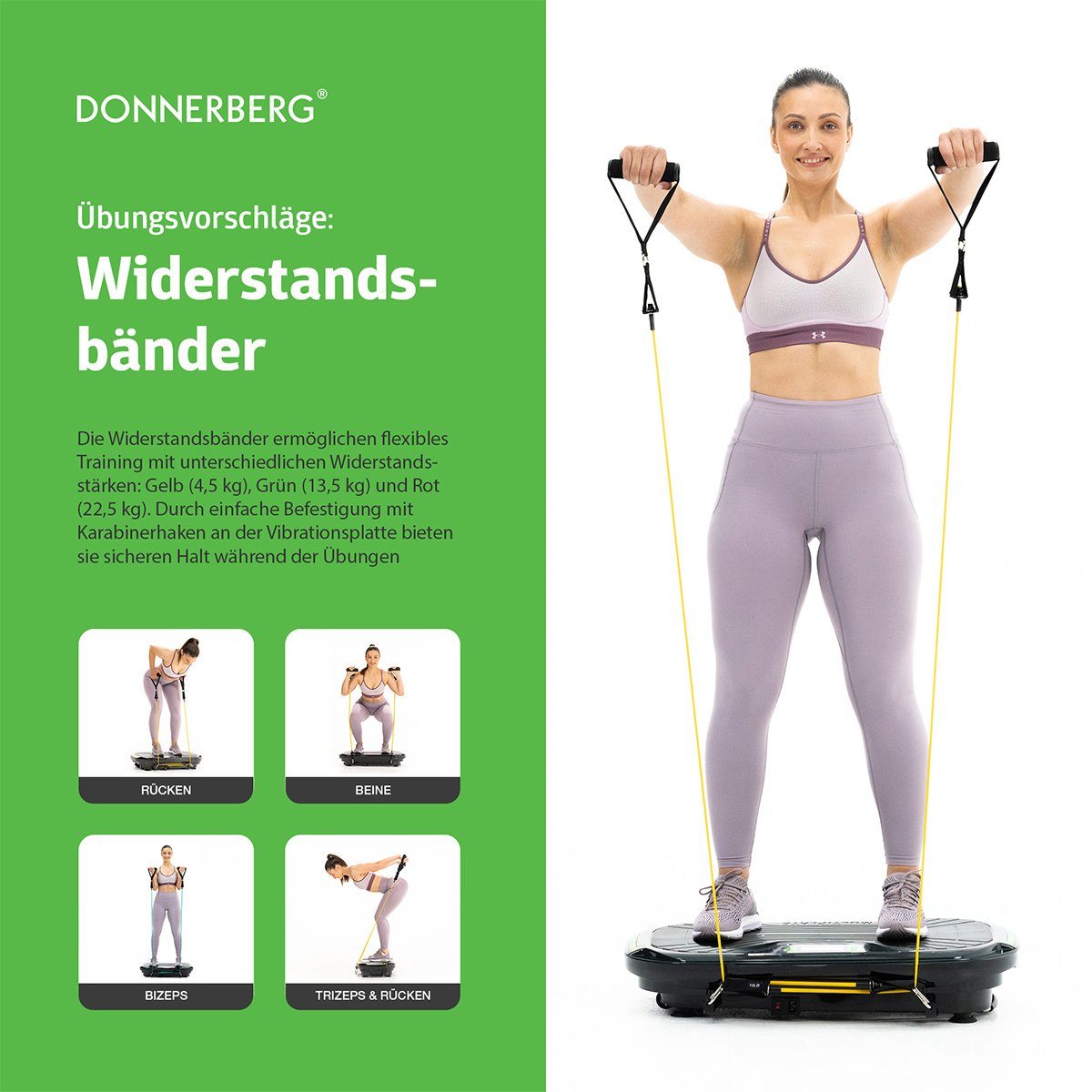 Donnerberg Vibrationsplatte Zubehör MP-999, Vibrationsarten W, tlg), Ganzkörpertraining (1 500,00 3 für Intensitätsstufen, 32 Sport 