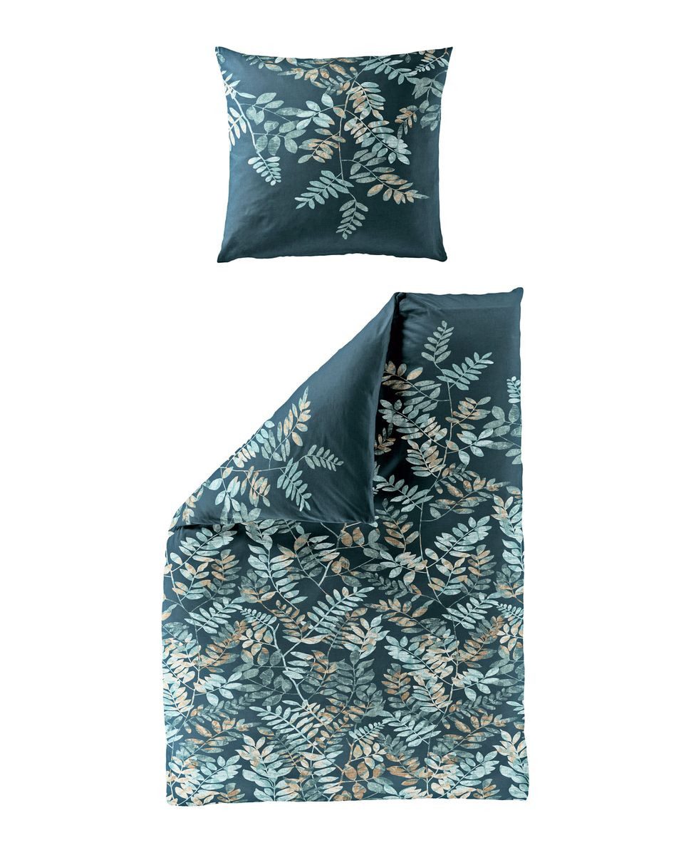 JACK Bettwäsche 135x200cm, Wellen Linien Braun Grau Bierbaum, Mako-Satin, 2 teilig, seidiger Glanz, elegantes Motiv