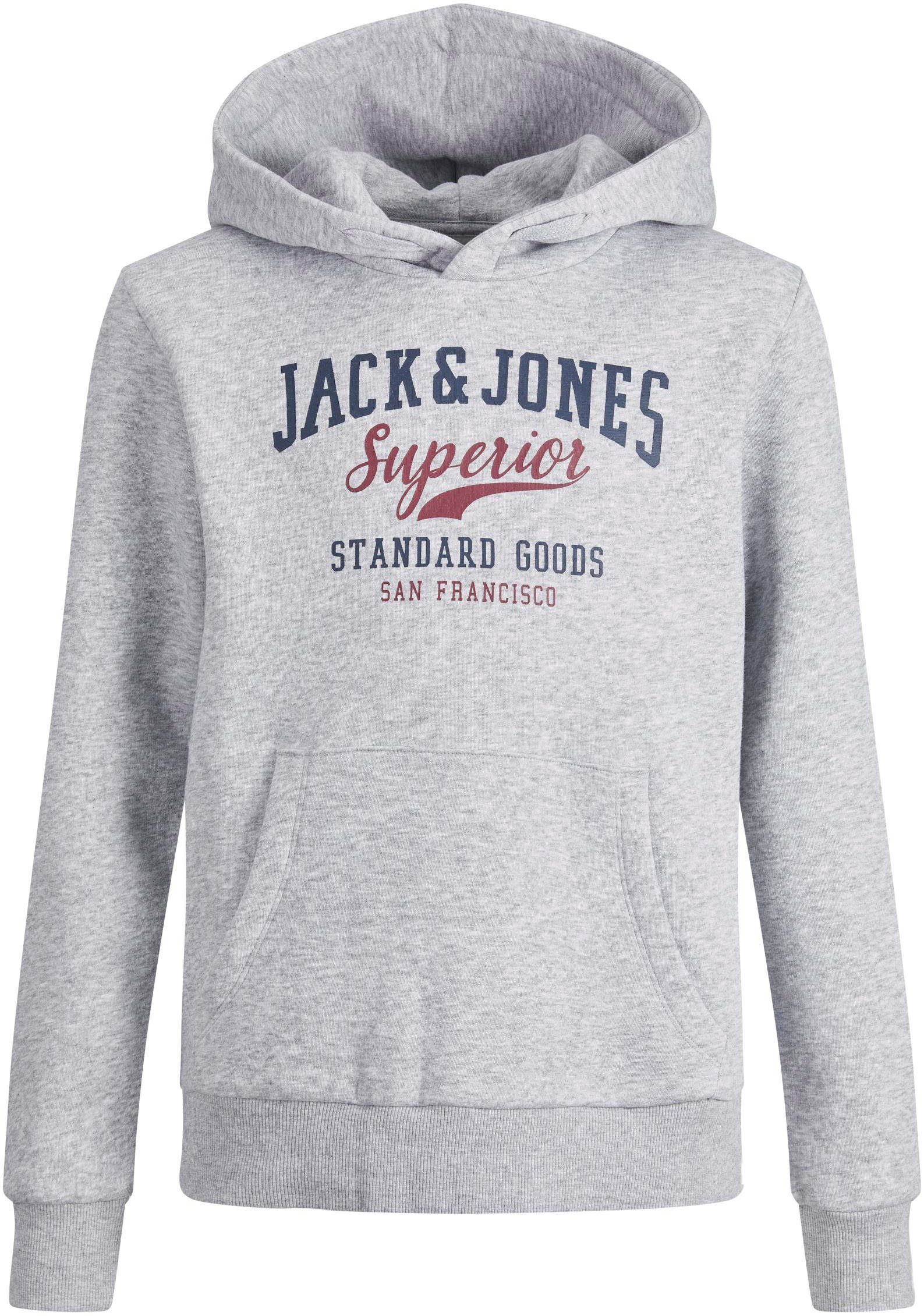 Jack & Jones Junior grey melange Kapuzensweatshirt light