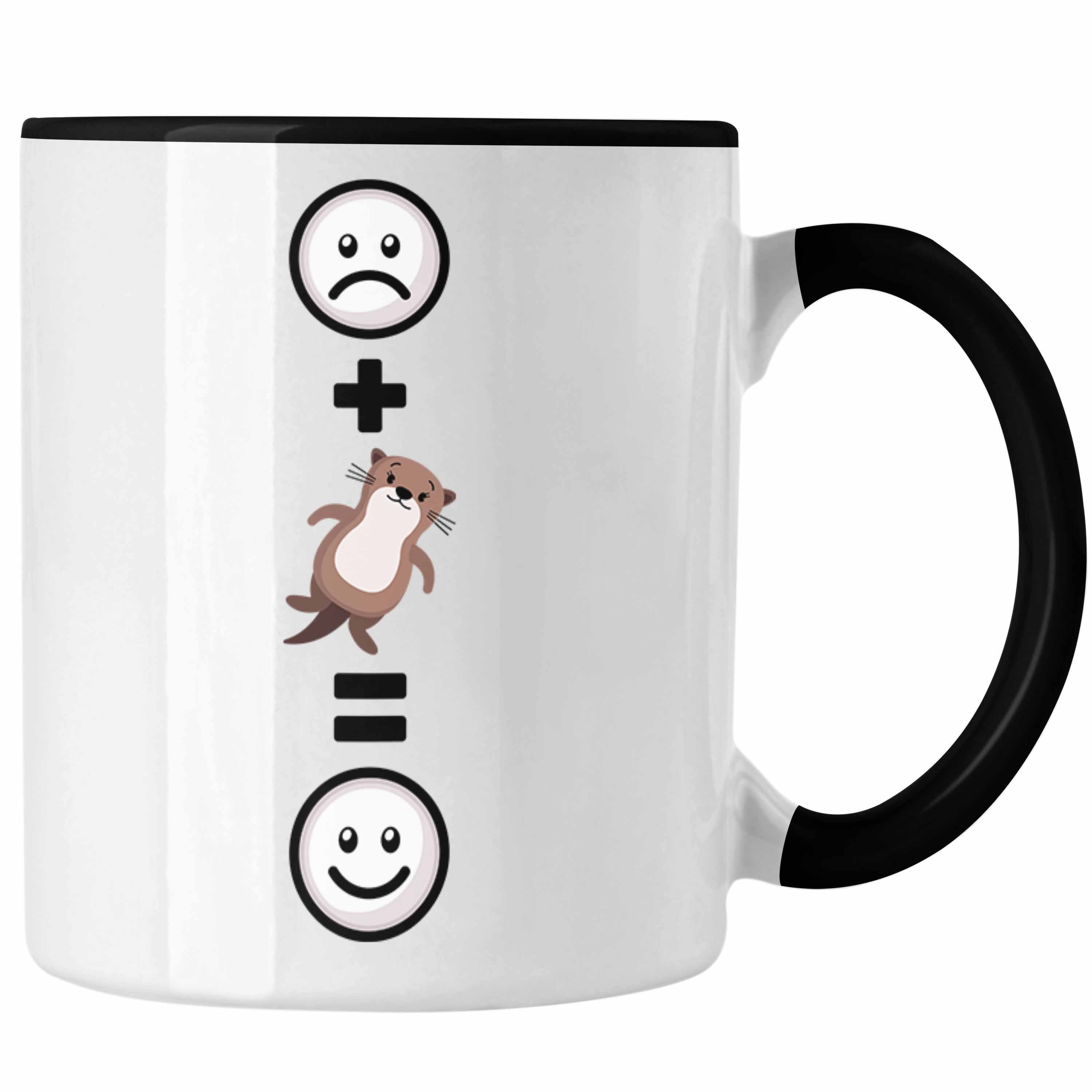 Trendation Geschenkidee Otter :( Tasse Tasse Lustige Otter-Liebhaber Schwarz Fans für Geschenk