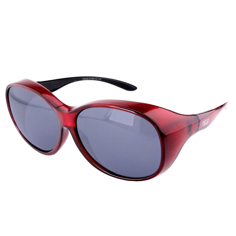 ActiveSol SUNGLASSES Sonnenbrille Überziehsonnenbrille Damen MEGA (inklusive Schiebebox und Brillenputztuch) Vintage Stil Rot