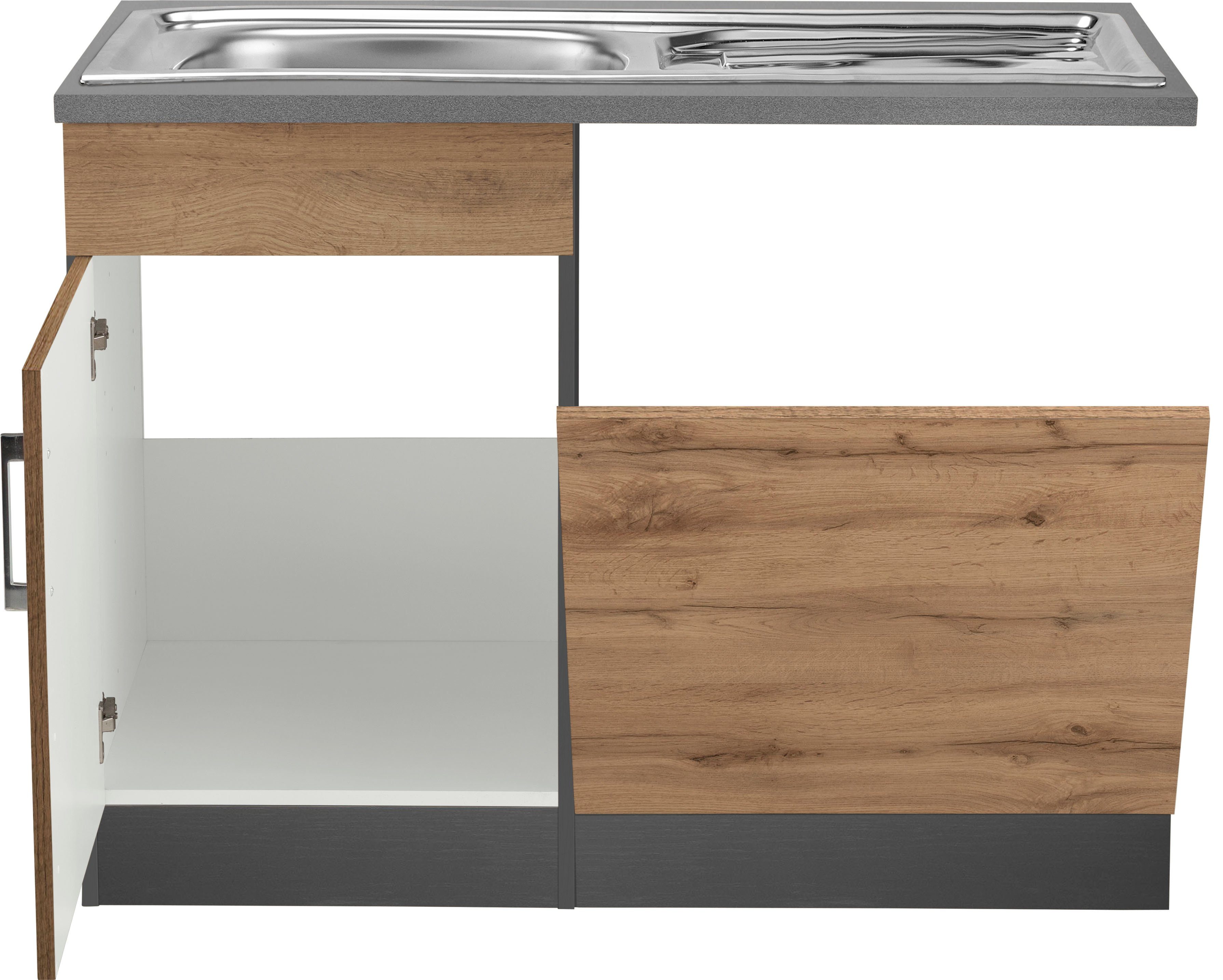 KOCHSTATION Spülenschrank KS-Colmar 110 cm, Front und Sockelblende für teilintegrierten Geschirrspüler – Bild 3 von 5