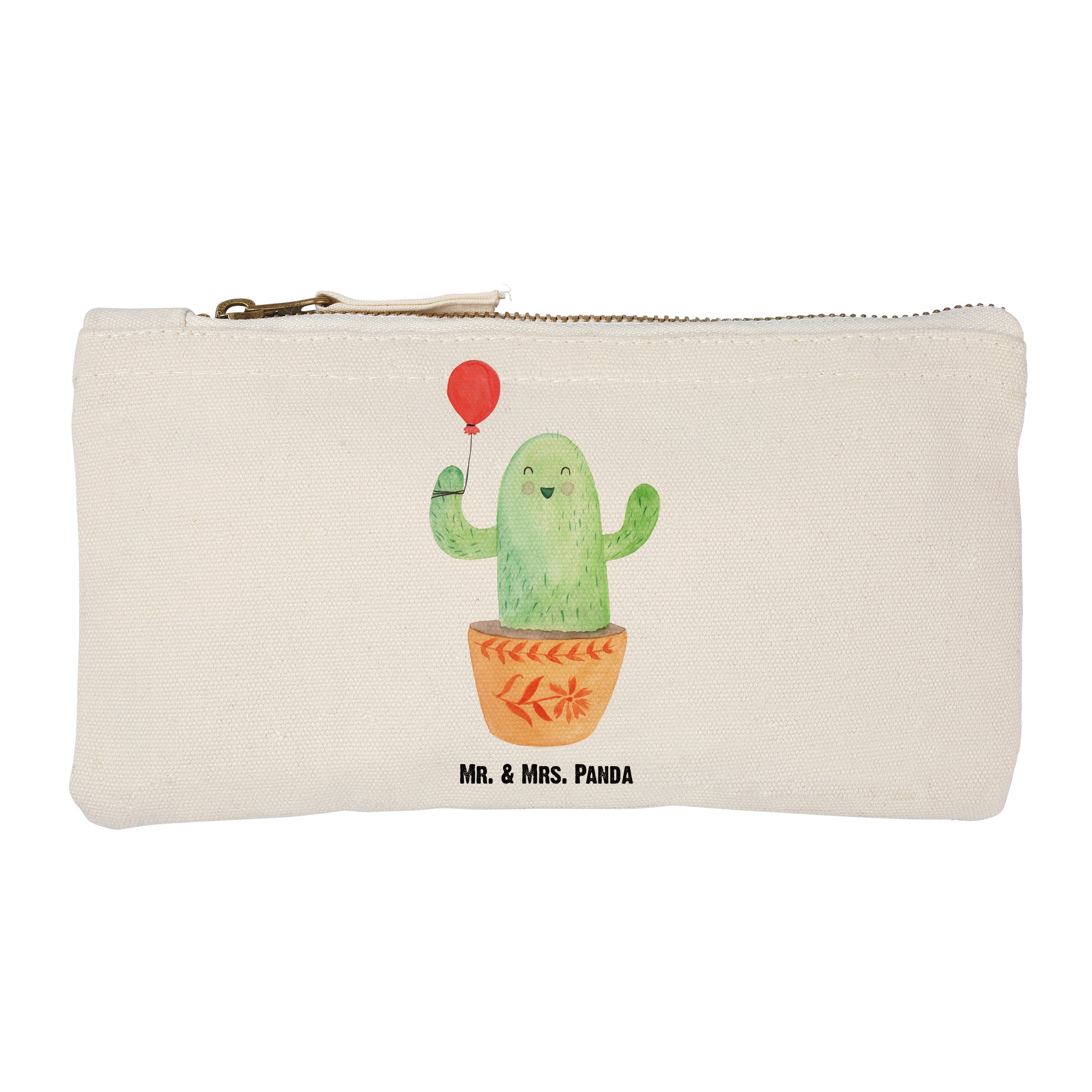 Mr. & Mrs. Panda Kosmetiktasche Kaktus Luftballon - Weiß - Geschenk, Stiftemäppchen, Makeup, Kosmetik (1-tlg) | Canvas-Taschen
