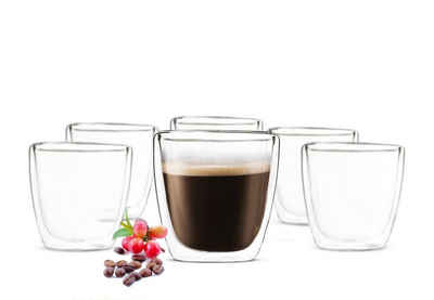 Sendez Thermoglas 6 Doppelwandige Espresso Gläser 90ml Kaffeegläser Thermogläser Espressotasse
