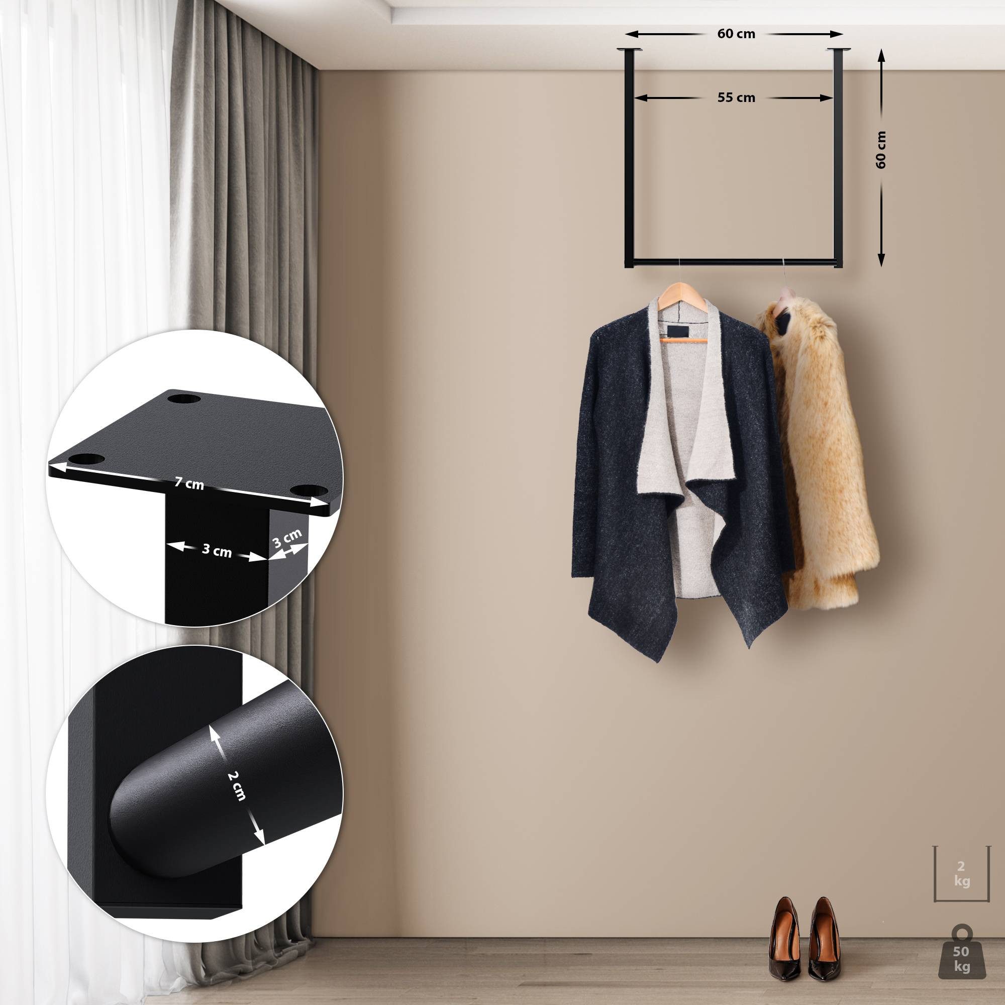 CLP Garderobenständer Fenton, Kleiderständer aus Metall für Deckenmontage günstig online kaufen