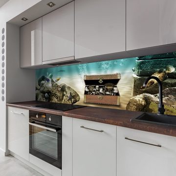 wandmotiv24 Küchenrückwand Unterwasserschatz, (1-tlg), Premium Hartschaum Nischenrückwand in versch. Größen