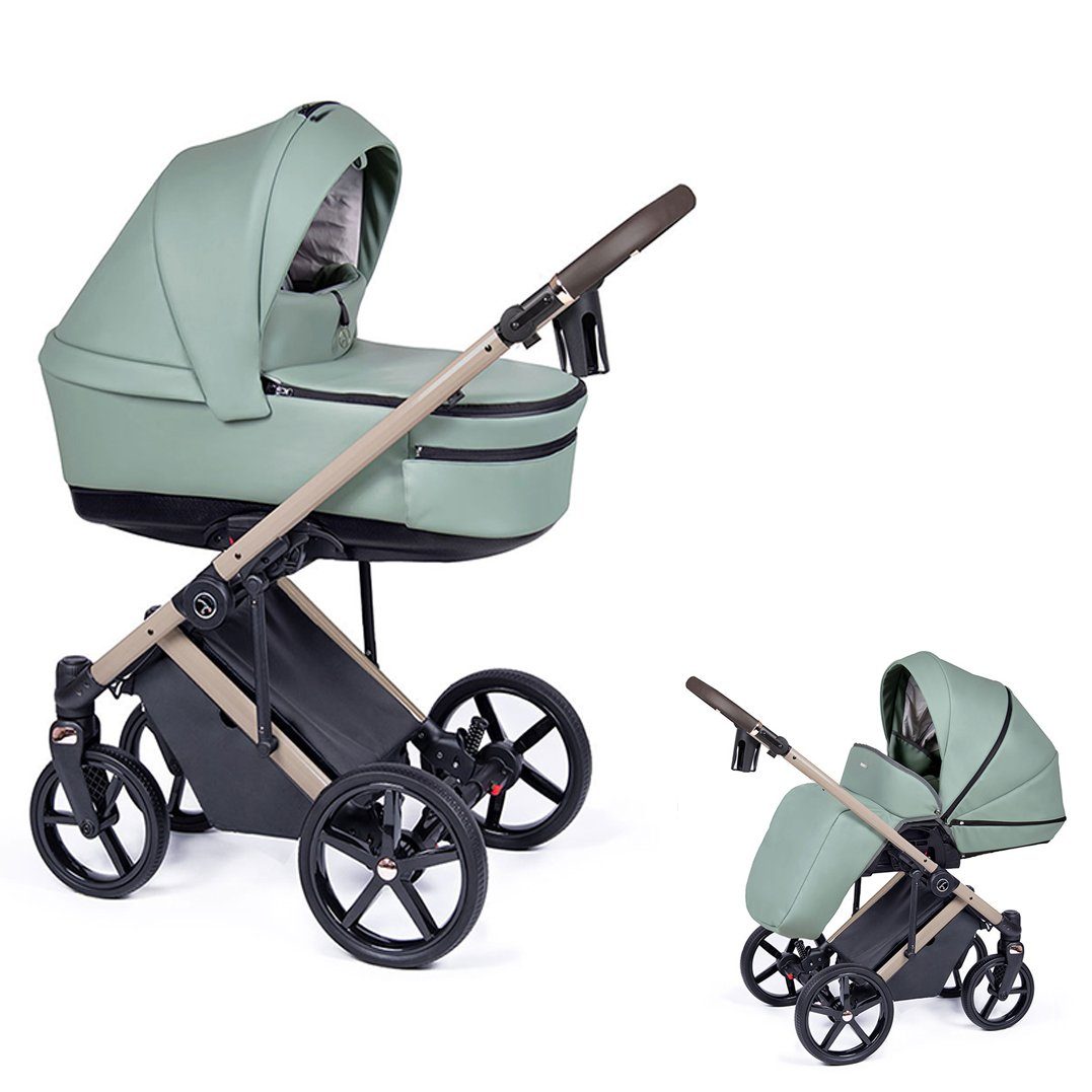 Kombi-Kinderwagen Fado 21 - in 14 in Grün = 1 beige babies-on-wheels Kinderwagen-Set Designs - Eco Gestell Teile 2