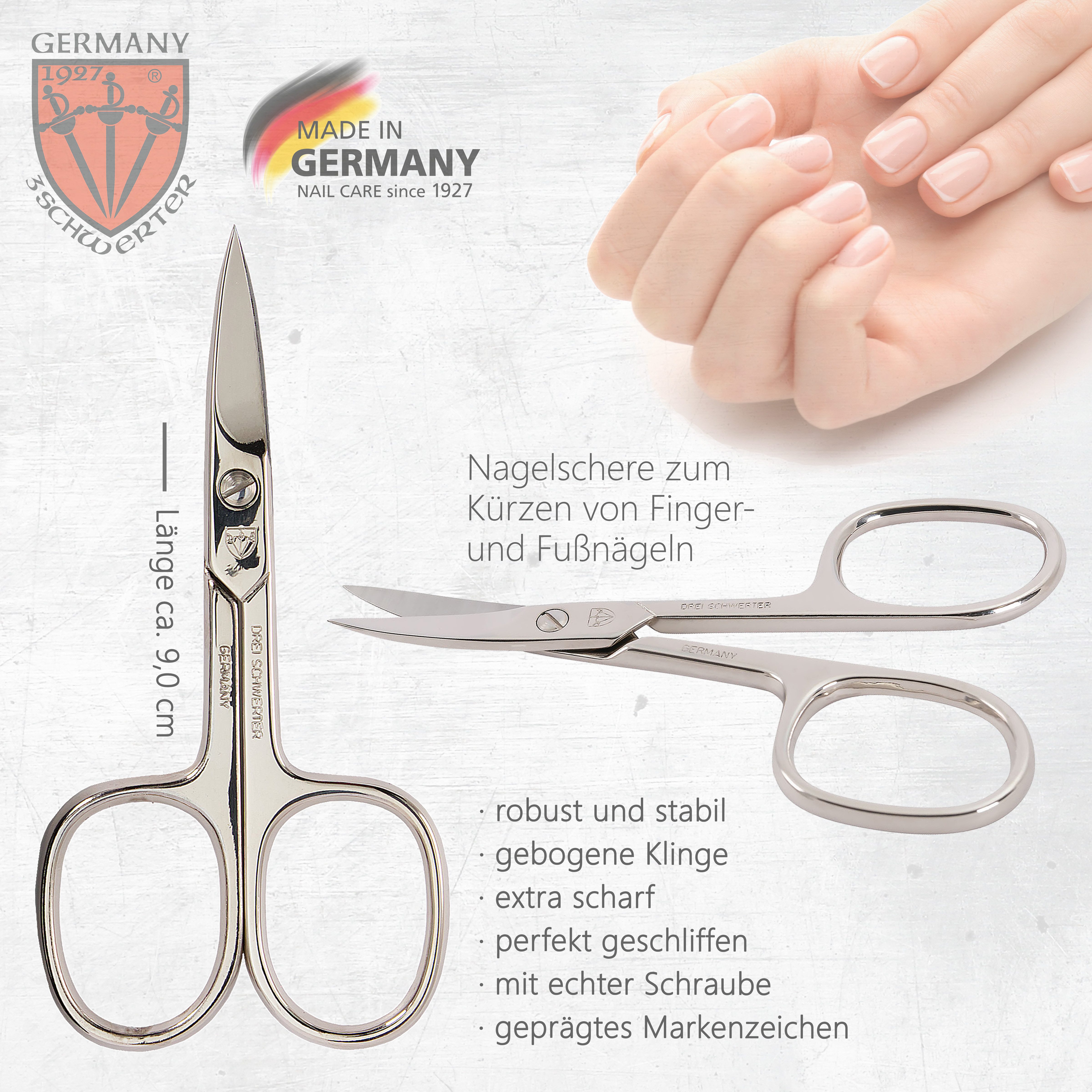 3 SCHWERTER Maniküre-Etui Nagelpflege, Maniküre Set "Paris" mit Echtleder-Etui, 4 tlg., hochwertiges Nagelset für alle Nageltypen, Made in Germany