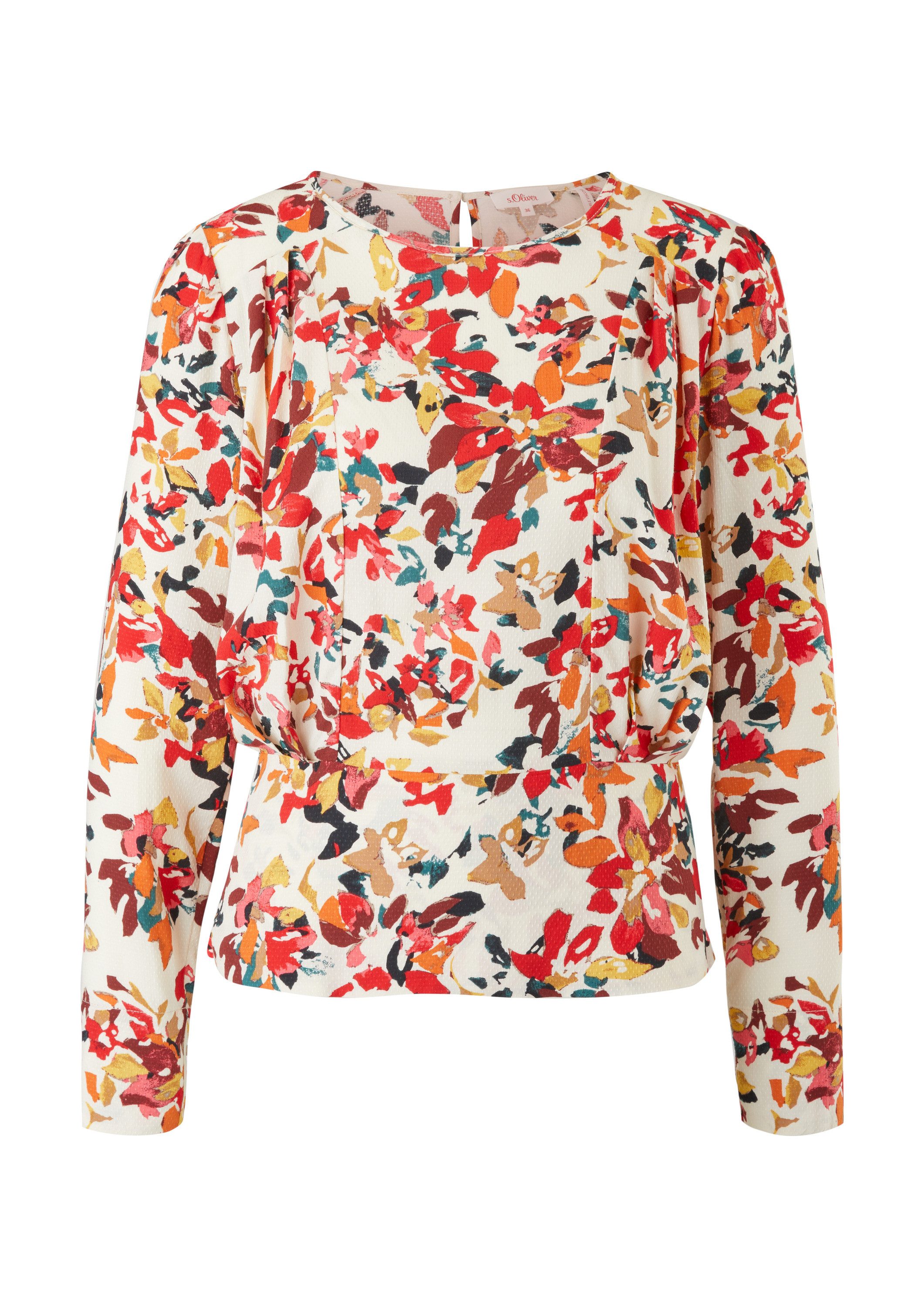 s.Oliver Langarmbluse Bluse Musterbluse mit Smok-Detail günstig online kaufen