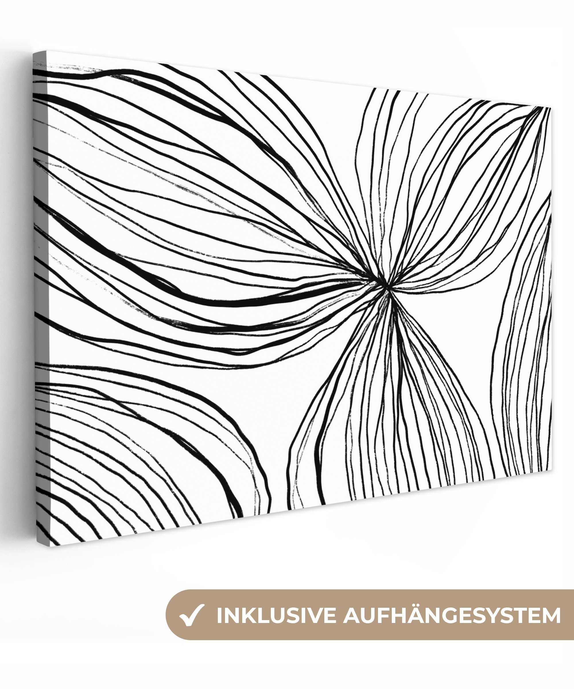 OneMillionCanvasses® Leinwandbild Kunst - Linien - Weiß - Schwarz, Fotodruc günstig online kaufen