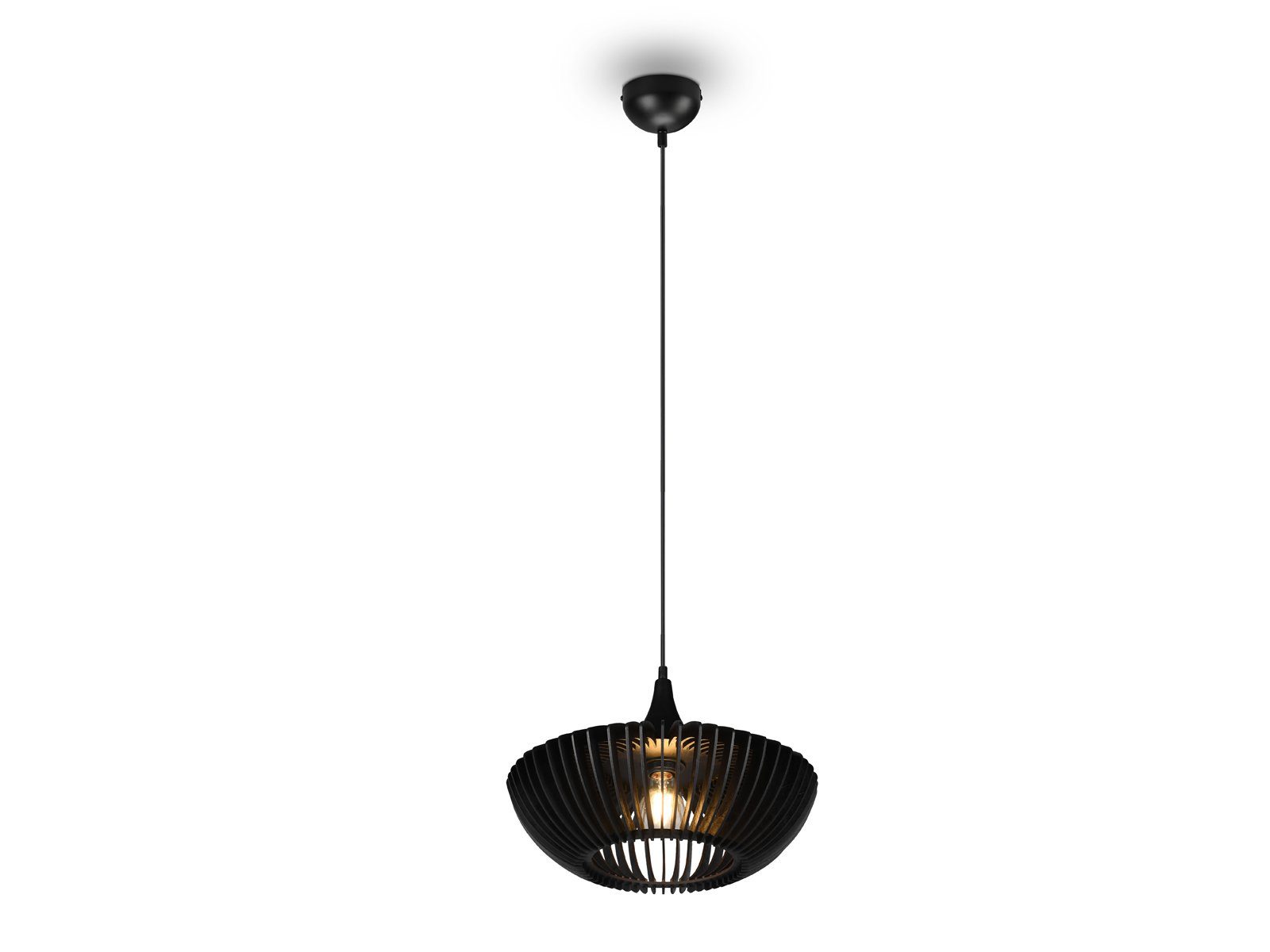 LED Ø40cm Schwarz, wechselbar, in Dimmfunktion, Stufen LED Schwarz meineWunschleuchte Holz-lampen hängend Esstisch-lampe matt 3 Leuchtmittel Warmweiß, Pendelleuchte, dimmbar, Treppenhaus Lichtschalter über über-n
