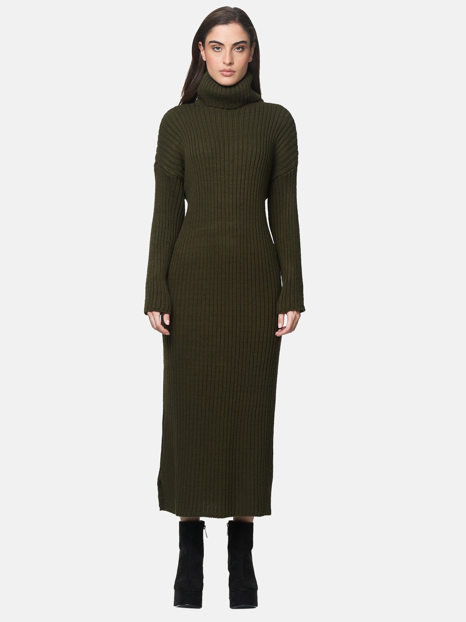 Elara Strickkleid Elara Damen Strickkleid Rollkragen (1-tlg)