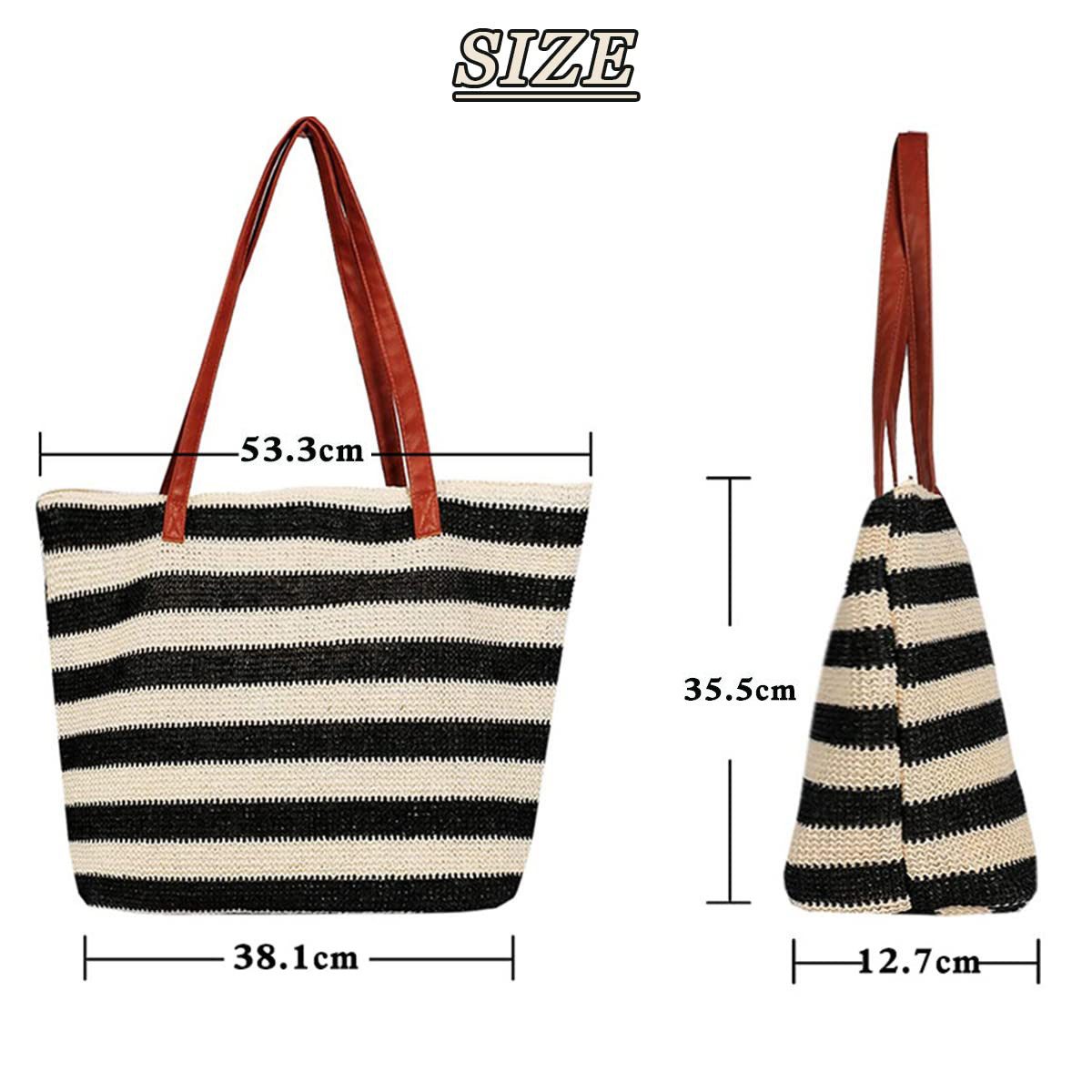 ZEUOPQ Strandtasche Damen-Strohstrandtasche Stroh Strandtasche Große günstig online kaufen