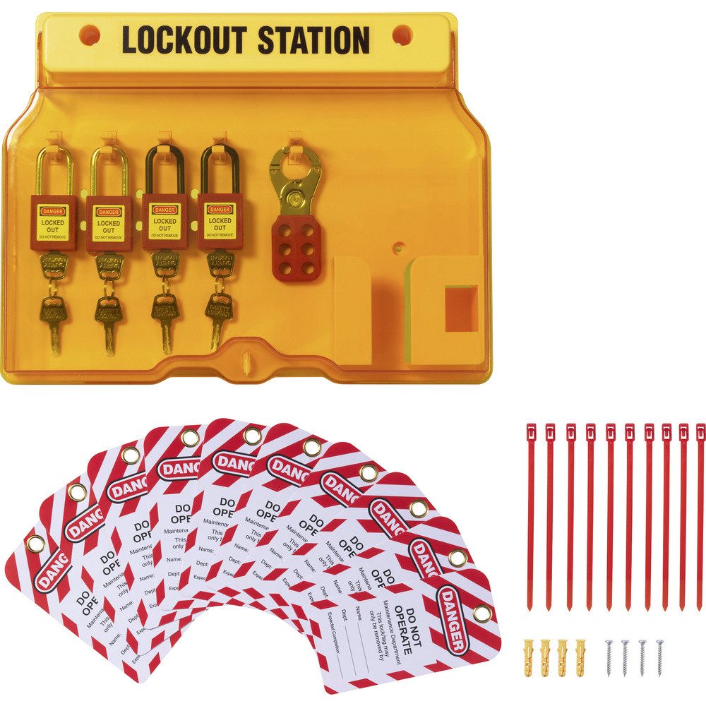 Sygonix Verteilerbox Sygonix SY-6872550 Verriegelung 412 mm Yellow Lockout Station 5 Ha