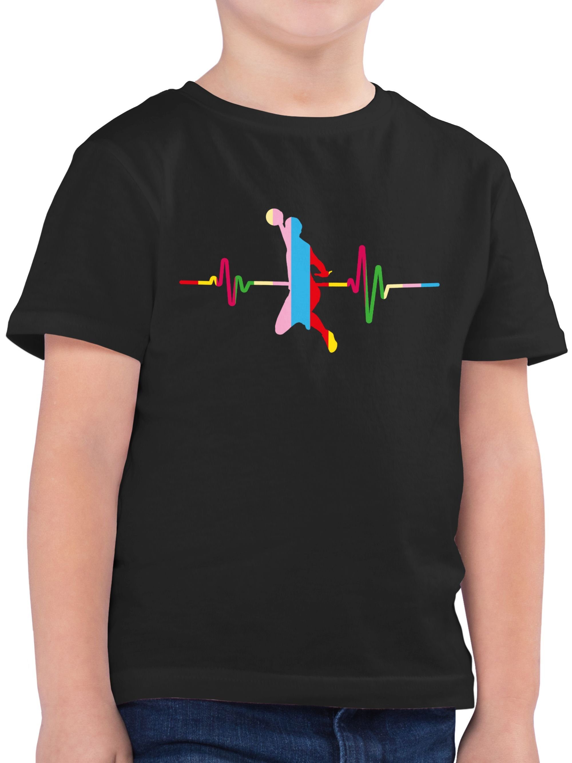 T-Shirt Bunter Herzschlag Handball Mann