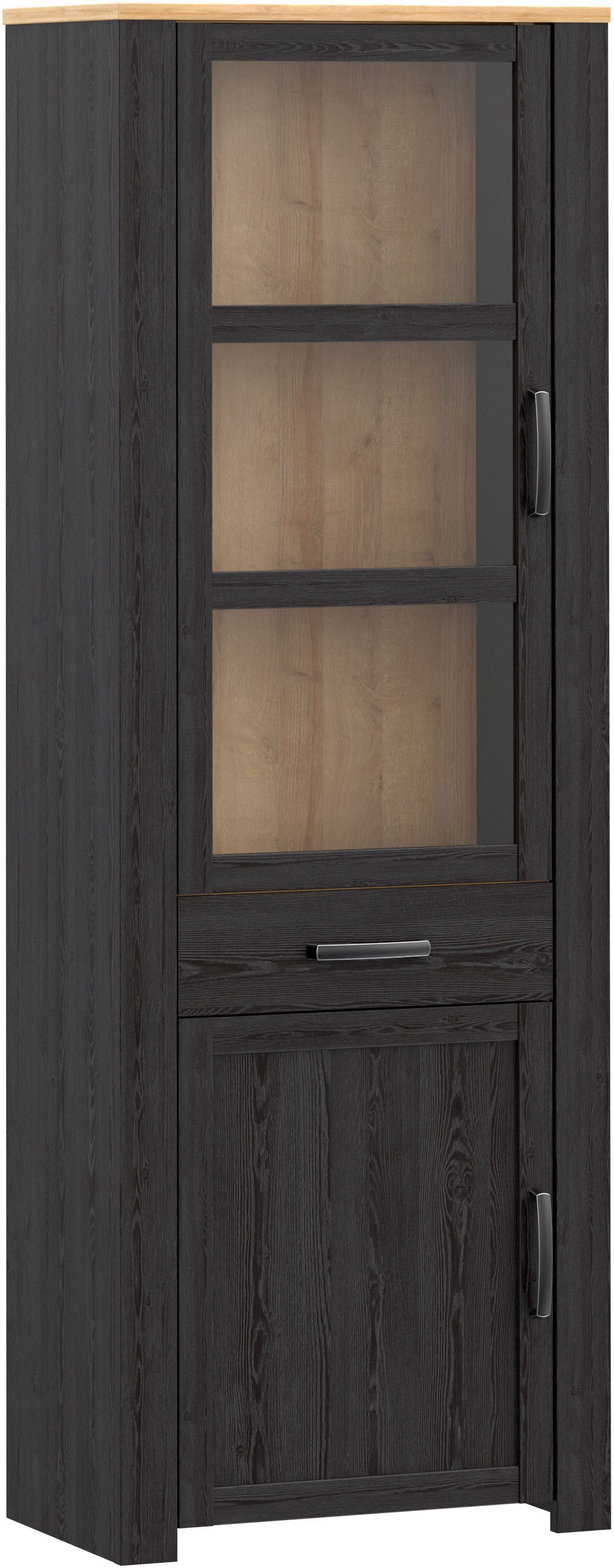 FORTE Highboard Bohol, Vitrine, 1 Glastüre,1 SK, 1 Türe, B/H/T 71,7/205,4/42 cm Beleuchtung optional bestellbar