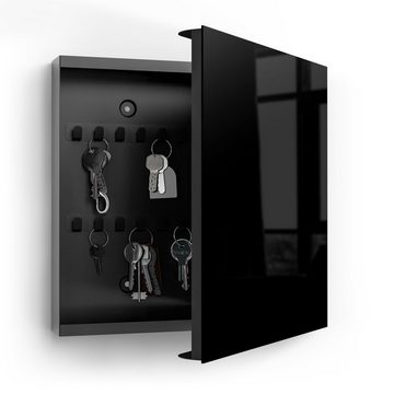 DEQORI Schlüsselkasten 'Unifarben - Schwarz', Glas Schlüsselbox modern magnetisch beschreibbar