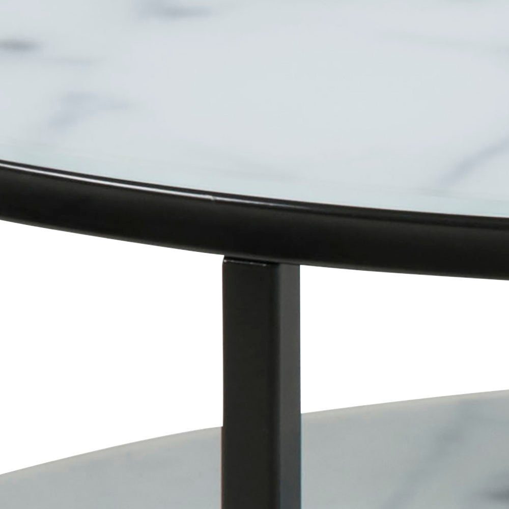 ACTONA Alina, Couchtisch schwarz/weiß 80 Metallgestell, Tischplatte, cm Breite Marmor mit Guangxi GROUP