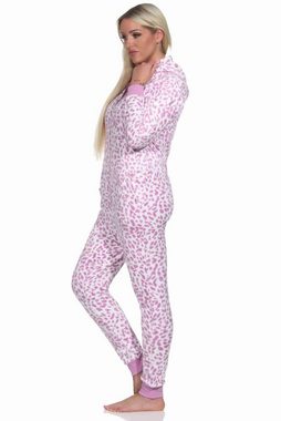 Normann Pyjama Damen Schlafanzug Einteiler Jumpsuit Overall aus Coralfleece