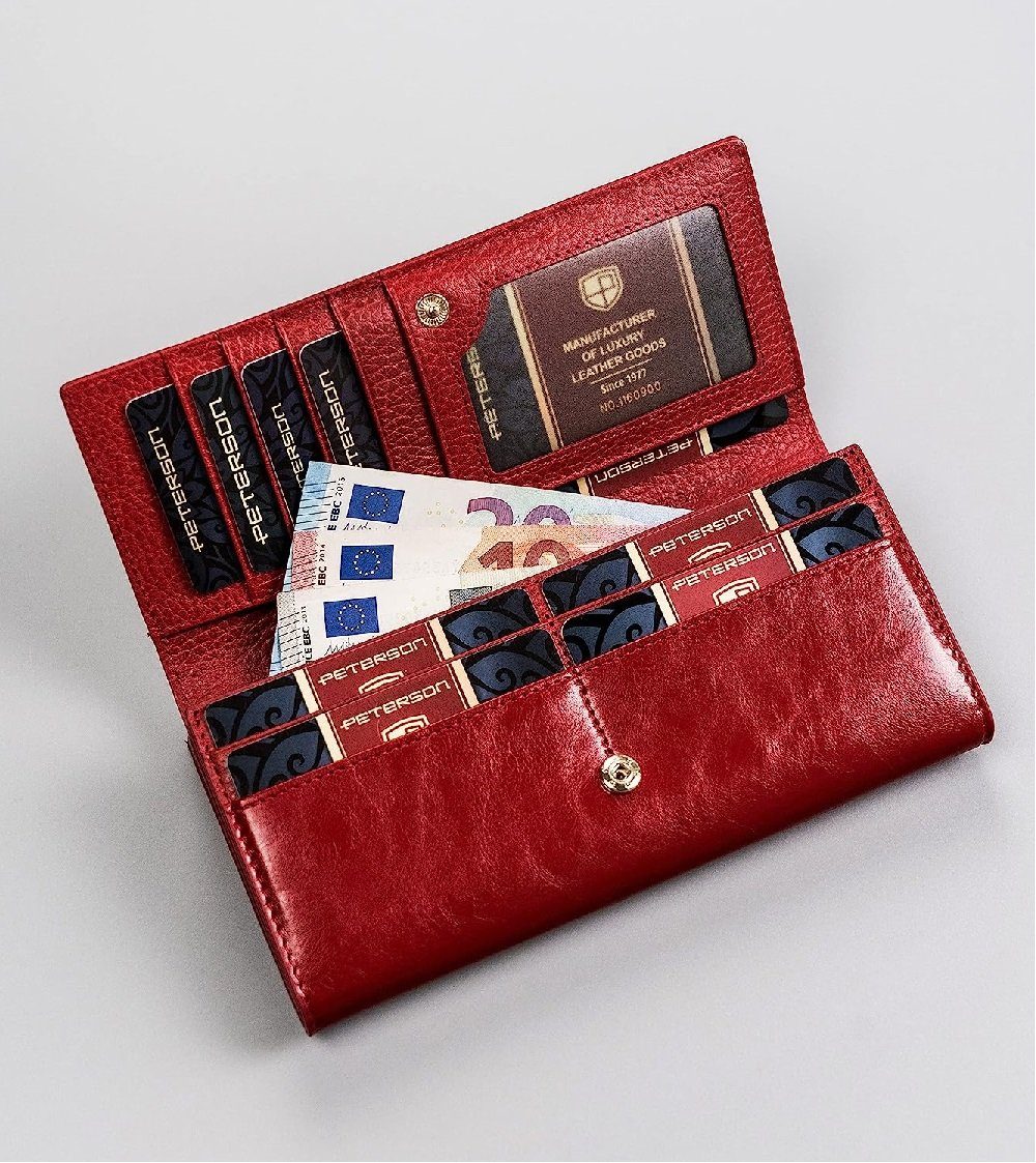 Erwartungen die zahlreiche Brieftasche, Fächer, Dreifarbig Ihre Damenbrieftasche, PETERSONⓇ Echtleder Geldbörse Klassische Schutz, erfüllt RFID